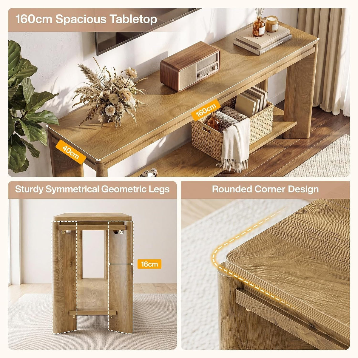 Tribesigns Mueble bajo para TV de 160 cm para televisores de 55 a 70 pulgadas, Estilo rústico con estante