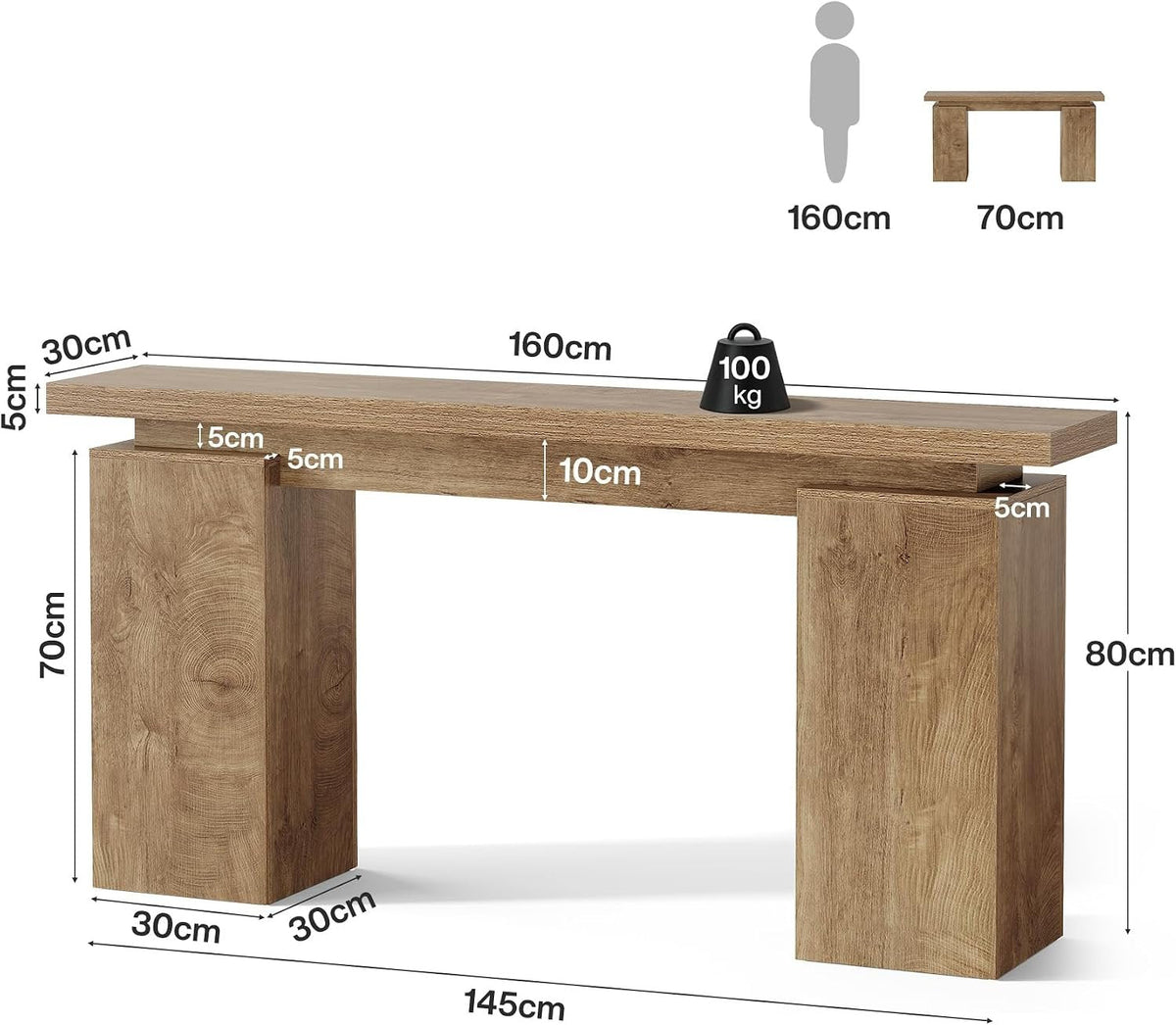 Tribesigns Mesa consola estrecha con estructura geométrica, Mesa de recibidor con acabado en madera