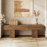 Tribesigns Banco de madera de 140 cm, Banco de comedor rústico de estilo campestre 3