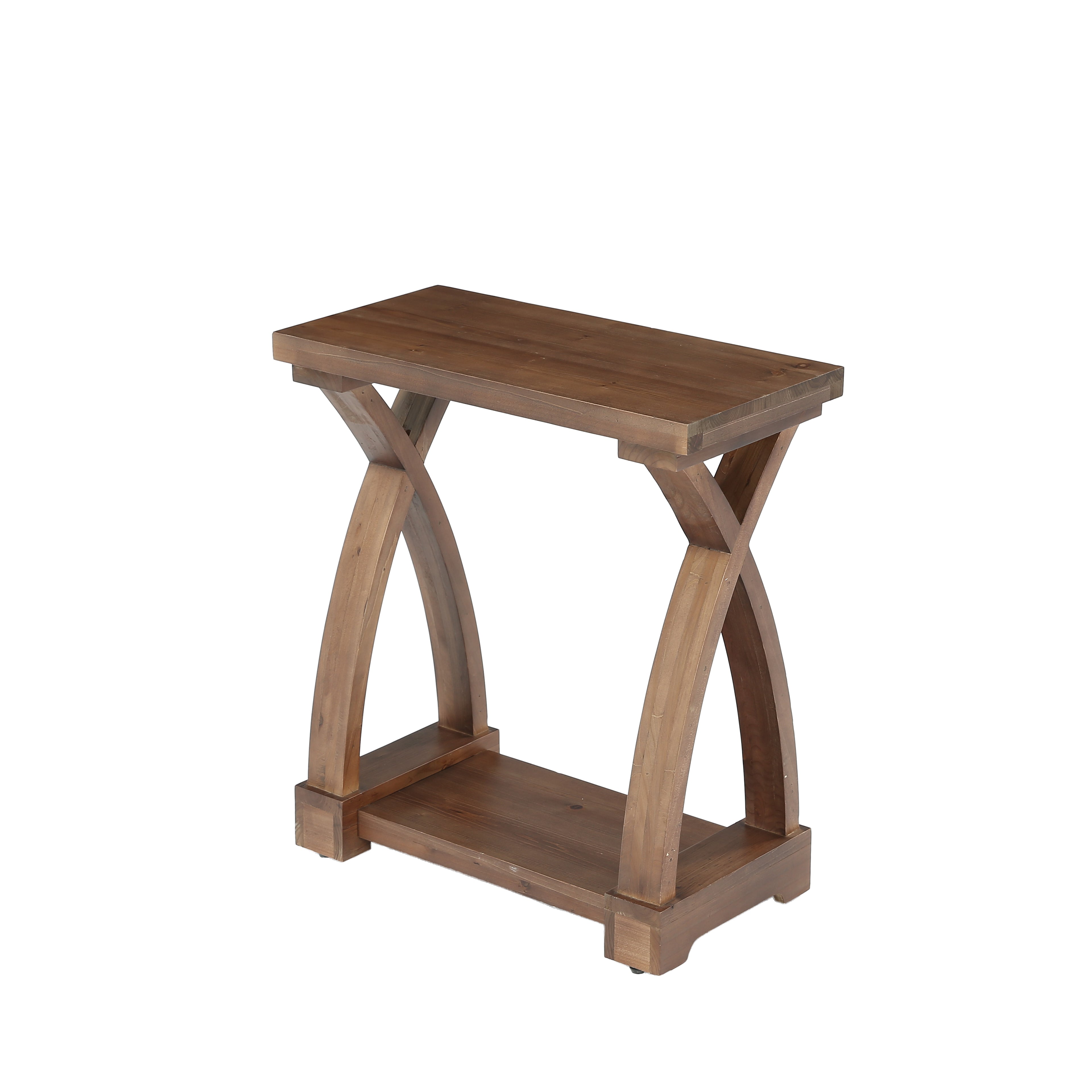 Tribesigns Mesa de centro delgada, Mesa auxiliar de madera maciza de 2 niveles
