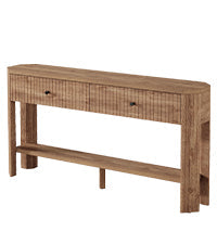 Mesa consola de 150 cm con 2 cajones, Mesa moderna y estrecha para recibidor con estante y espacio de almacenamiento