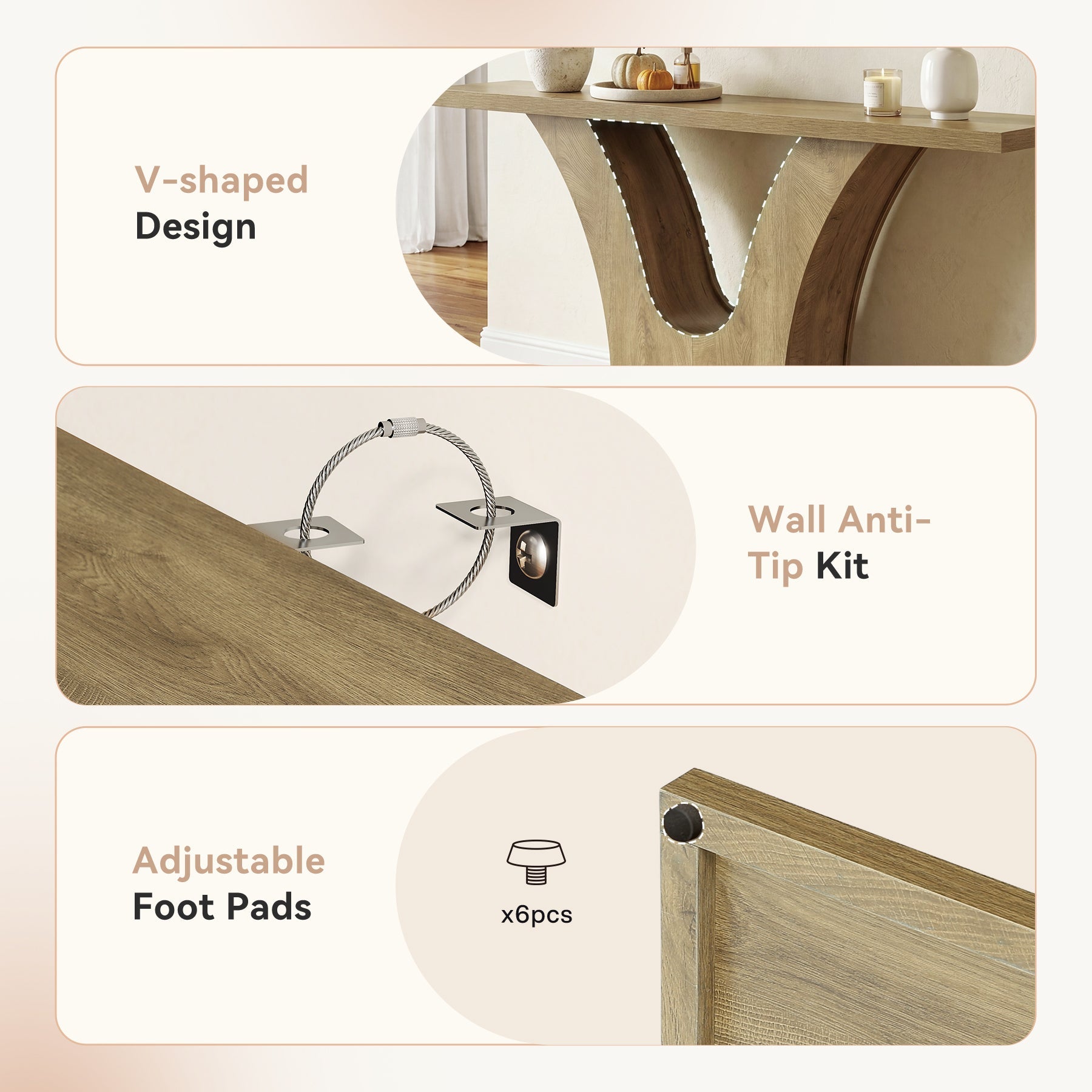 Tribesigns Mesa consola estrecha de 160 cm con estructura en forma de V, Mesa moderna para recibidor y sala de estar
