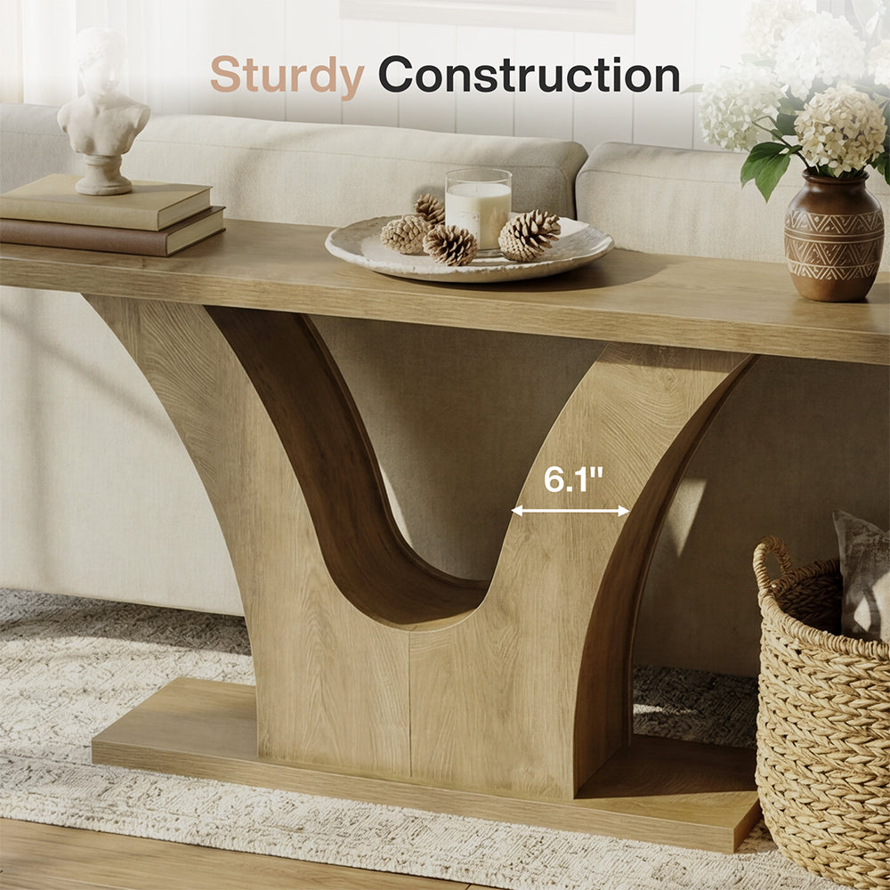 Tribesigns Mesa consola estrecha de 160 cm con estructura en forma de V, Mesa moderna para recibidor y sala de estar