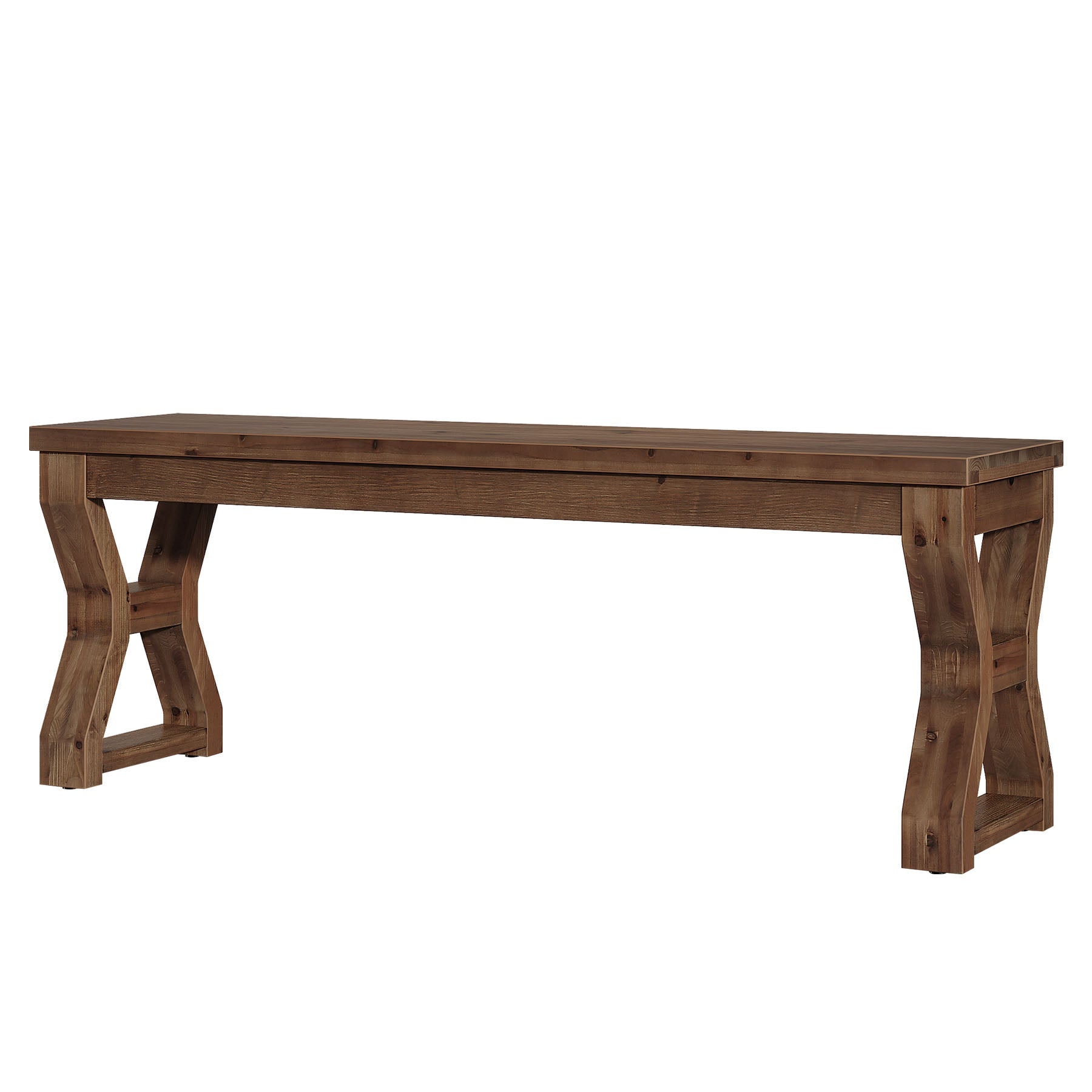 Tribesigns Banco de madera maciza de 140 cm con patas en forma de X, Banco zapatero para el recibidor con almacenamiento abierto