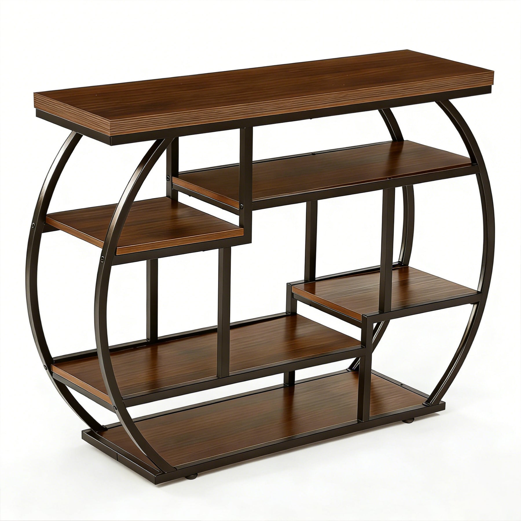 Tribesigns Mesa consola de 100 cm, Mesa de recibidor industrial de 6 niveles con estantes