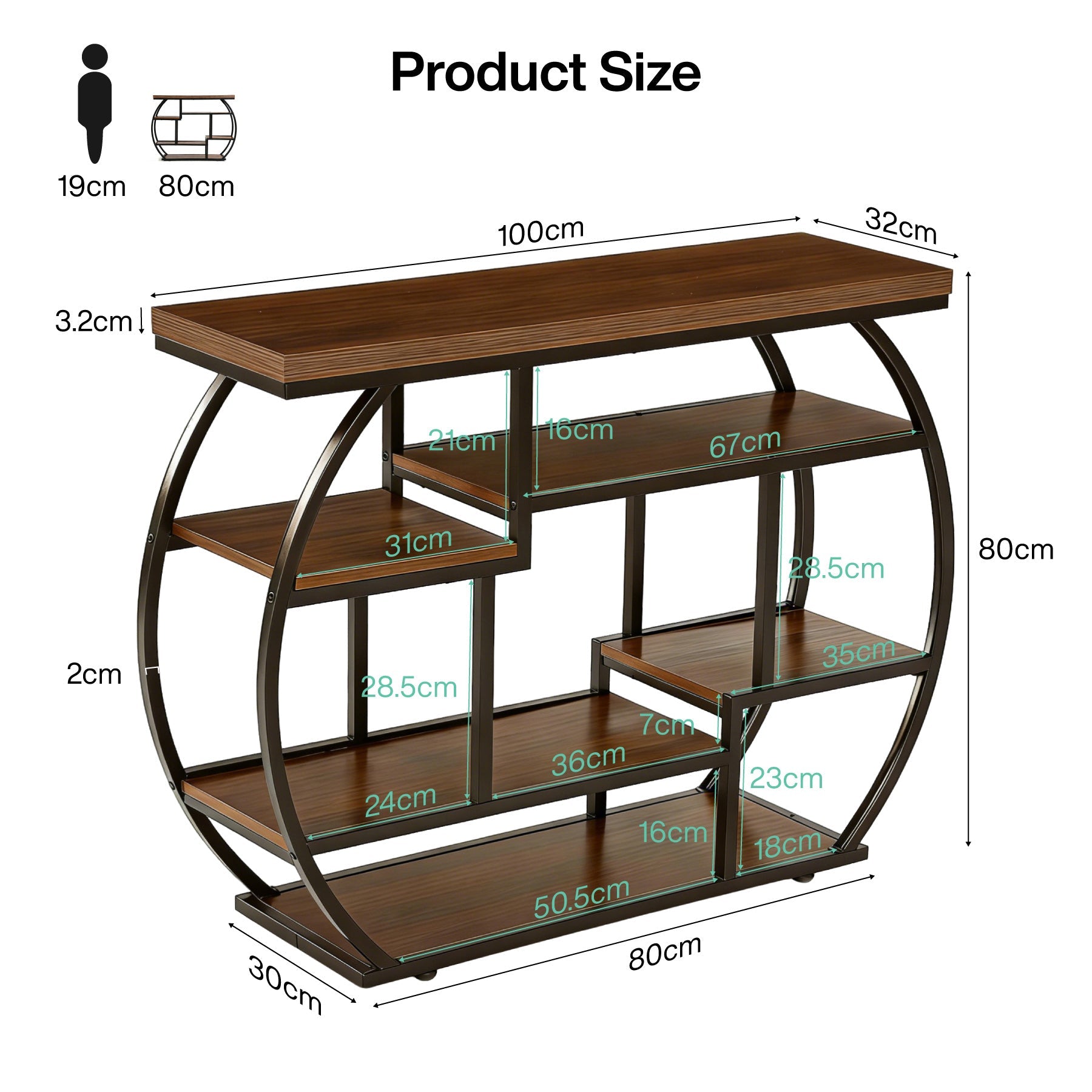 Tribesigns Mesa consola de 100 cm, Mesa de recibidor industrial de 6 niveles con estantes