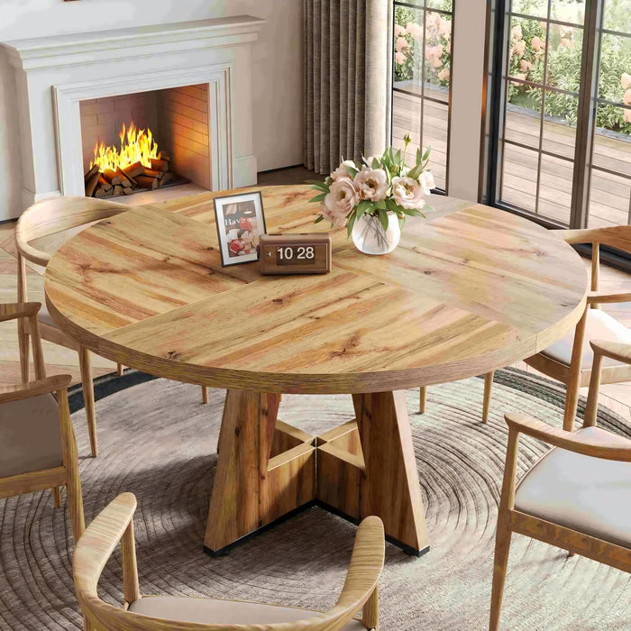 Tribesigns Mesa de comedor, Mesa de cocina redonda de 120 cm para 4 personas