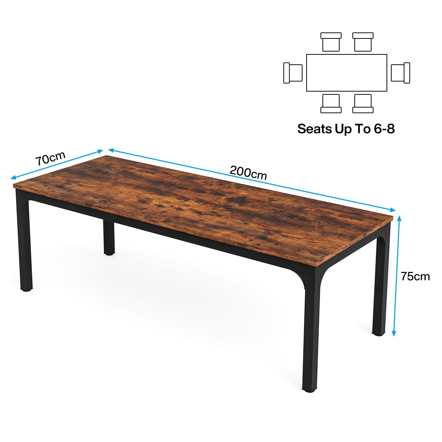 Tribesigns Mesa de comedor vintage, Muebles de comedor para 6 a 8 personas