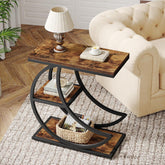 Industrieller Beistelltisch - 3 Etagen mit Halbmond-Metallrahmen 3