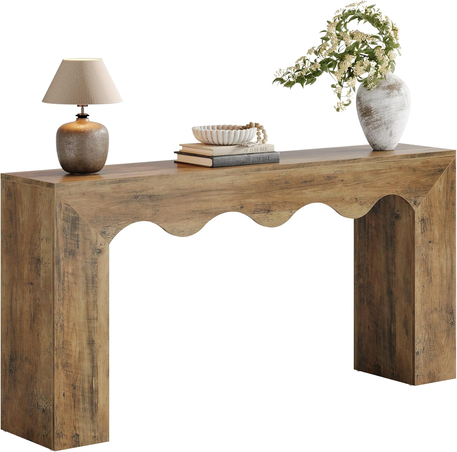 Tribesigns 160 CM Wellen-Konsolentisch, Rustikales Design Schmaler Flurtisch