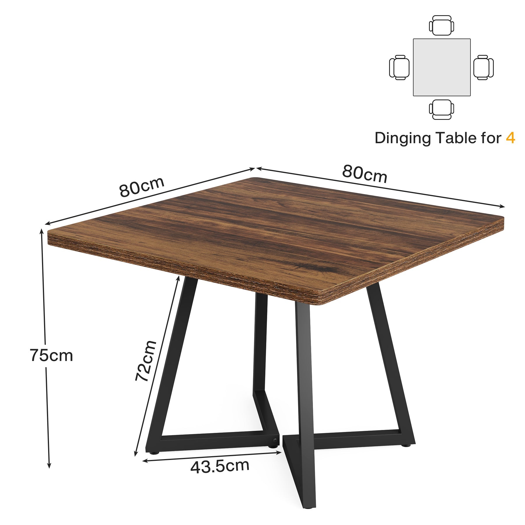 Tribesigns Mesa de Comedor para 4 Personas, Mesa con Patas de Metal Mesa de Comedor de Madera