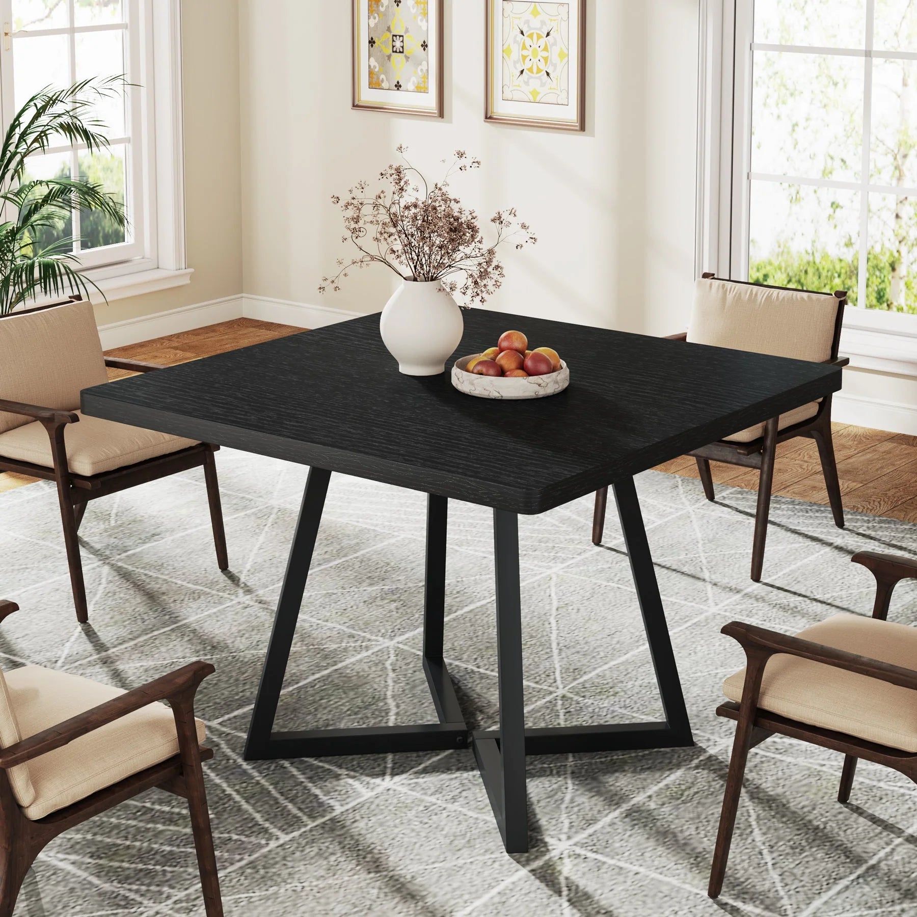 Tribesigns Mesa de Comedor para 4 Personas, Mesa con Patas de Metal Mesa de Comedor de Madera