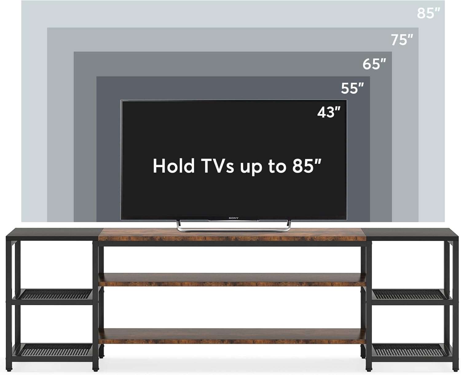 Tribesigns Supporto TV da 78 pollici, tavolo consolle multimediale per TV fino a 85 pollici