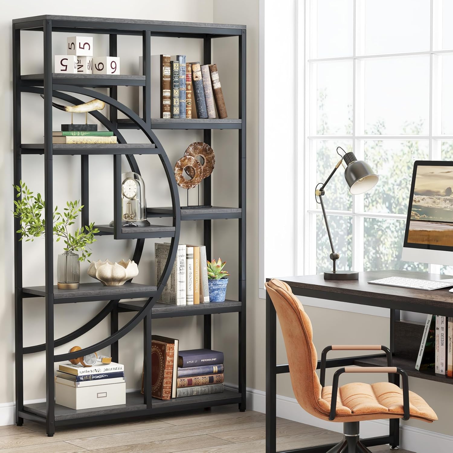 Tribesigns Librería Industrial Etagere de 5 Niveles, estantes Altos Independientes