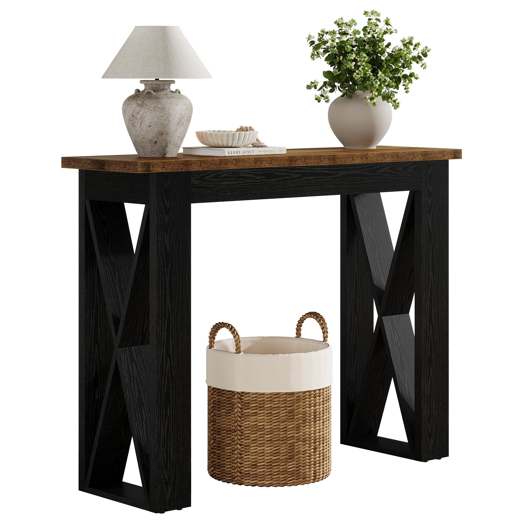 Tribesigns Mesa consola estrecha de 105 cm, Mesa de pasillo estilo industrial con estante de almacenamiento