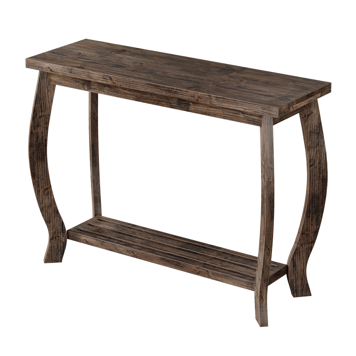 Tribesigns Mesa consola de madera maciza de 105 cm, Mesa estrecha para recibidor de 2 niveles y estilo rústico