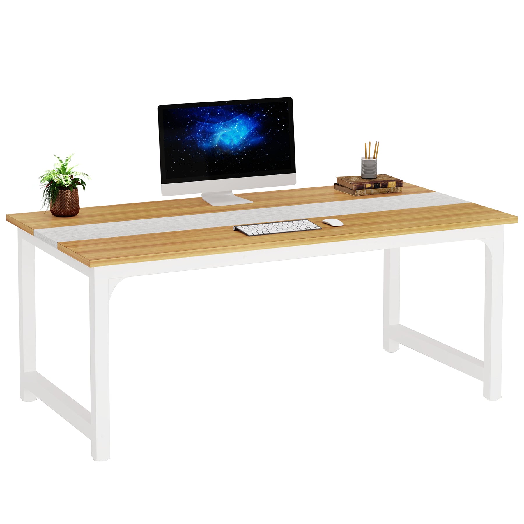 Tribesigns Mesa de Comedor de 180 x 80 cm, Mesa de Cocina Industrial para 6-8 Personas