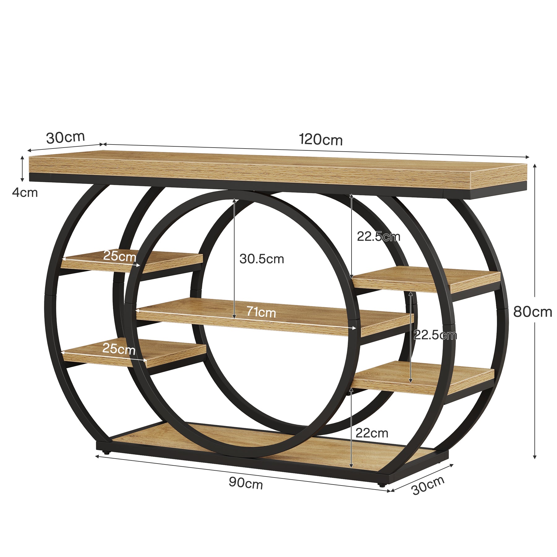 Tribesigns Mesa consola de 120 cm, Mesa de sofá industrial de 5 niveles con estructura de metal