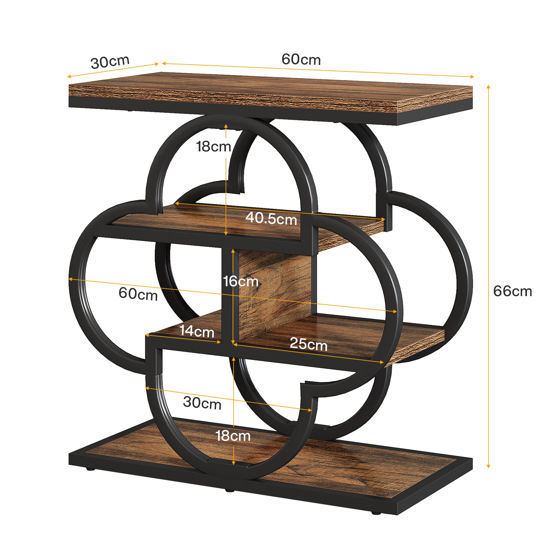 Tribesigns Mesa auxiliar estrecha de 4 niveles de madera con marco de metal curvado