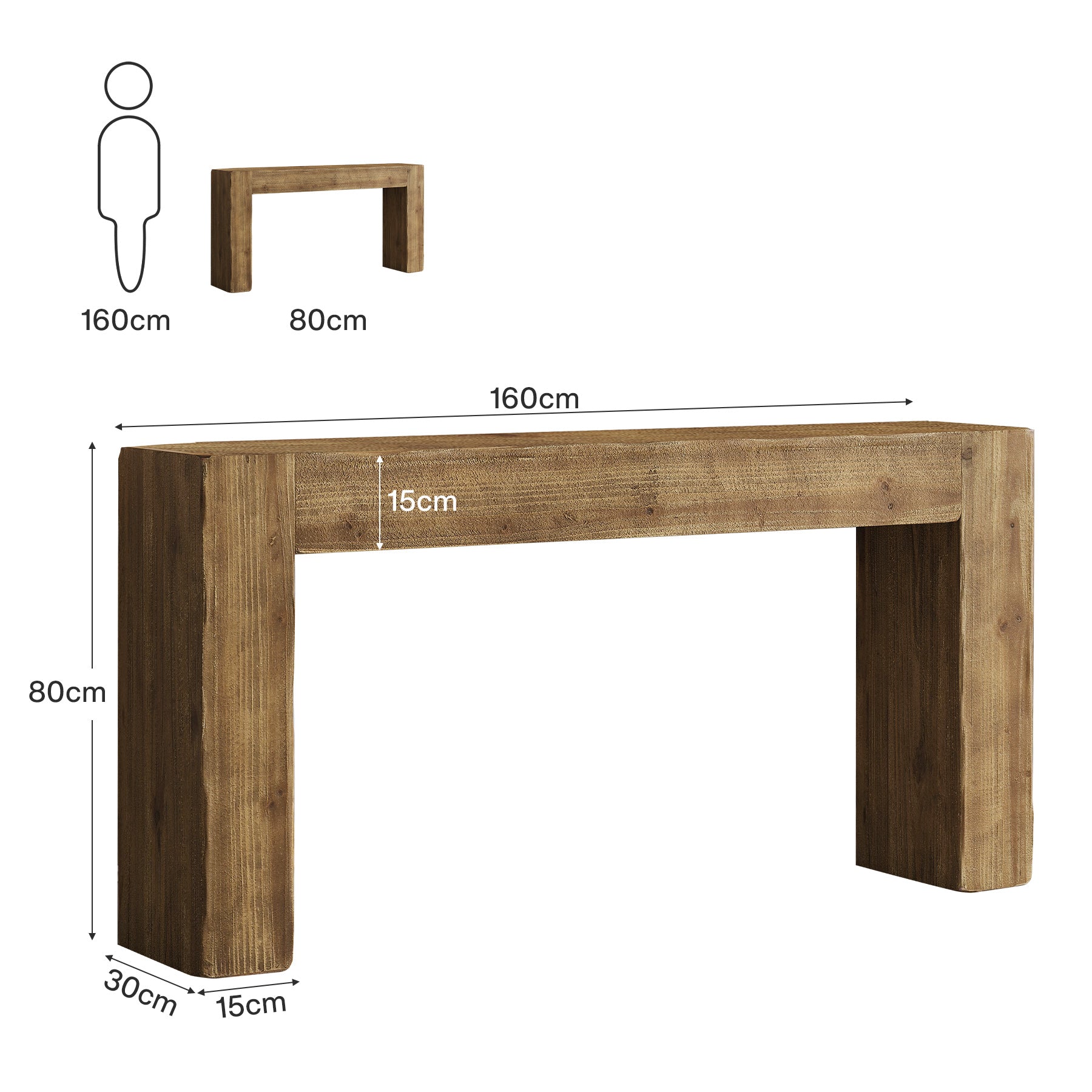 Tribesigns Mesa Consola de Madera Maciza de 160 cm de Estilo Campestre, Mesa Larga para Pasillo, Entrada y Sala de Estar