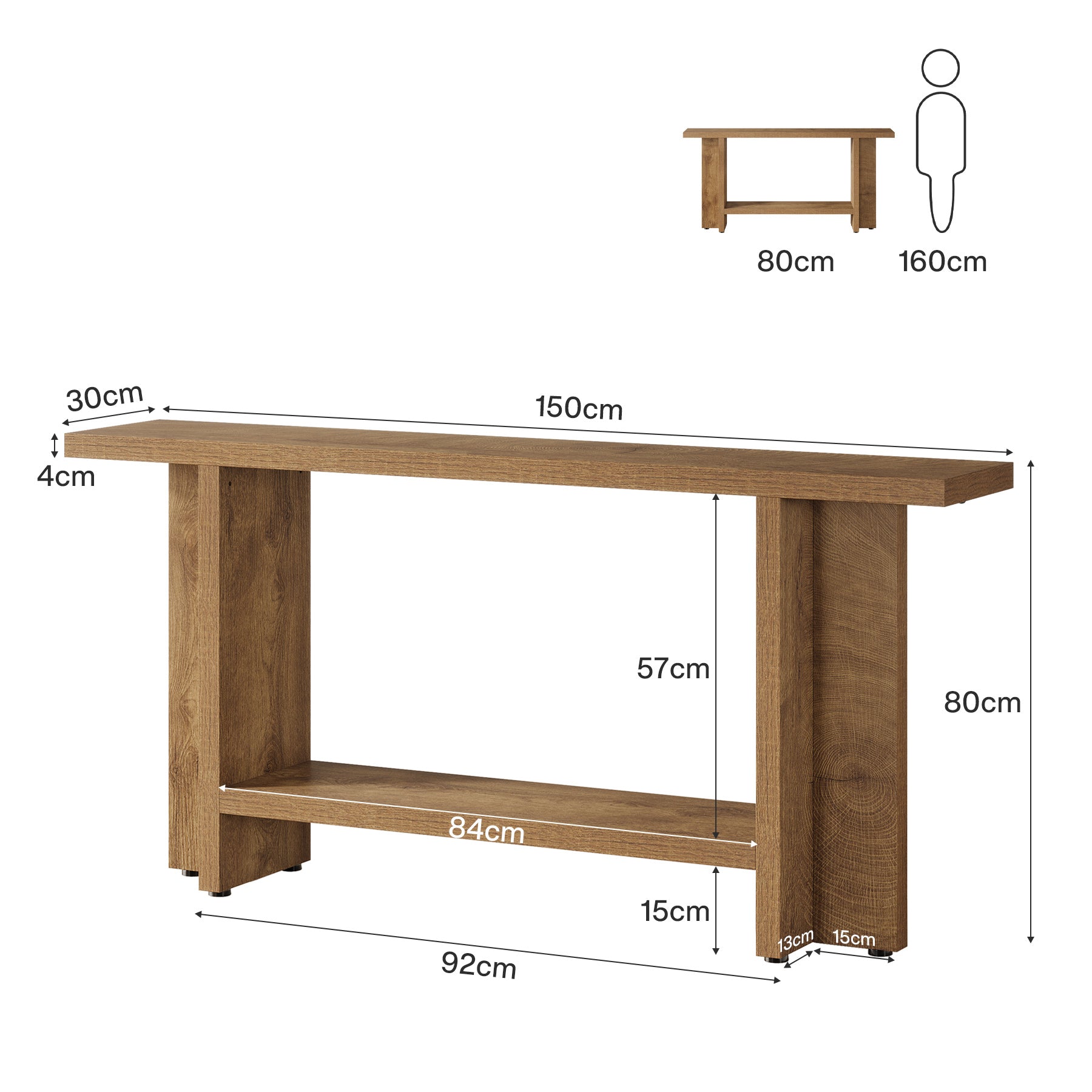 Tribesigns Mesa consola de 150 cm, Mesa de sofá de estilo rústico Mesa de recibidor