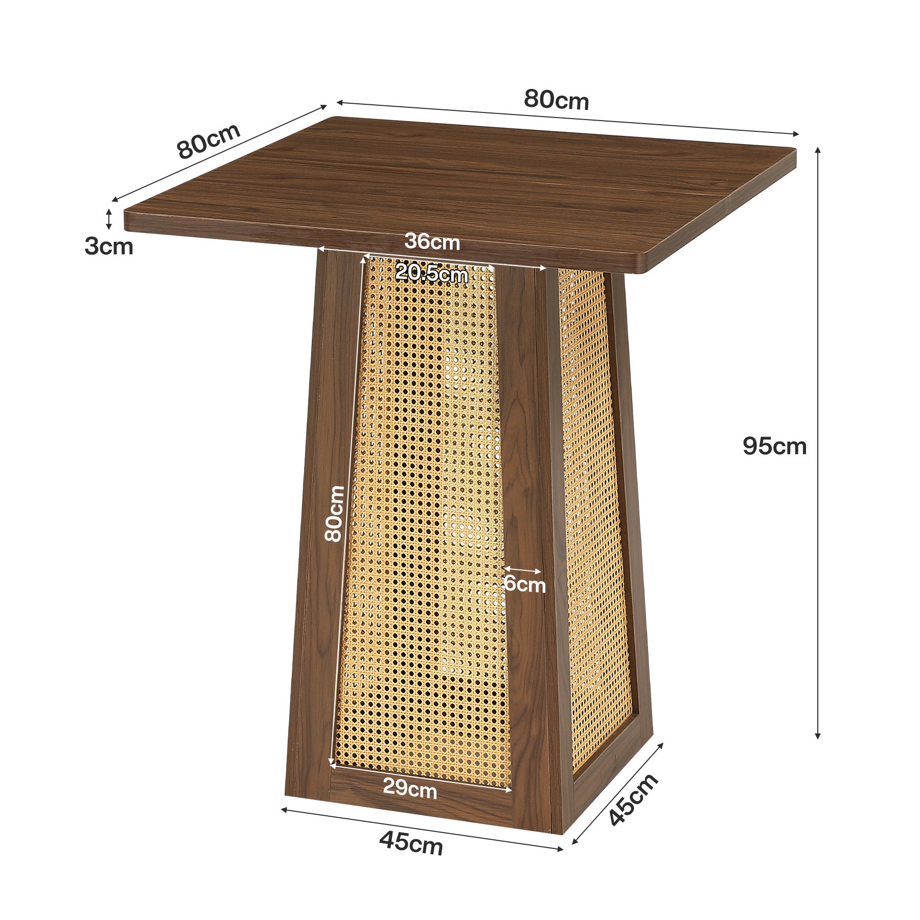 Tribesigns Mesa de bistró cuadrada de 80 x 80 cm con pedestal, Mesa de bar para bar en casa, sala de estar y espacios pequeños