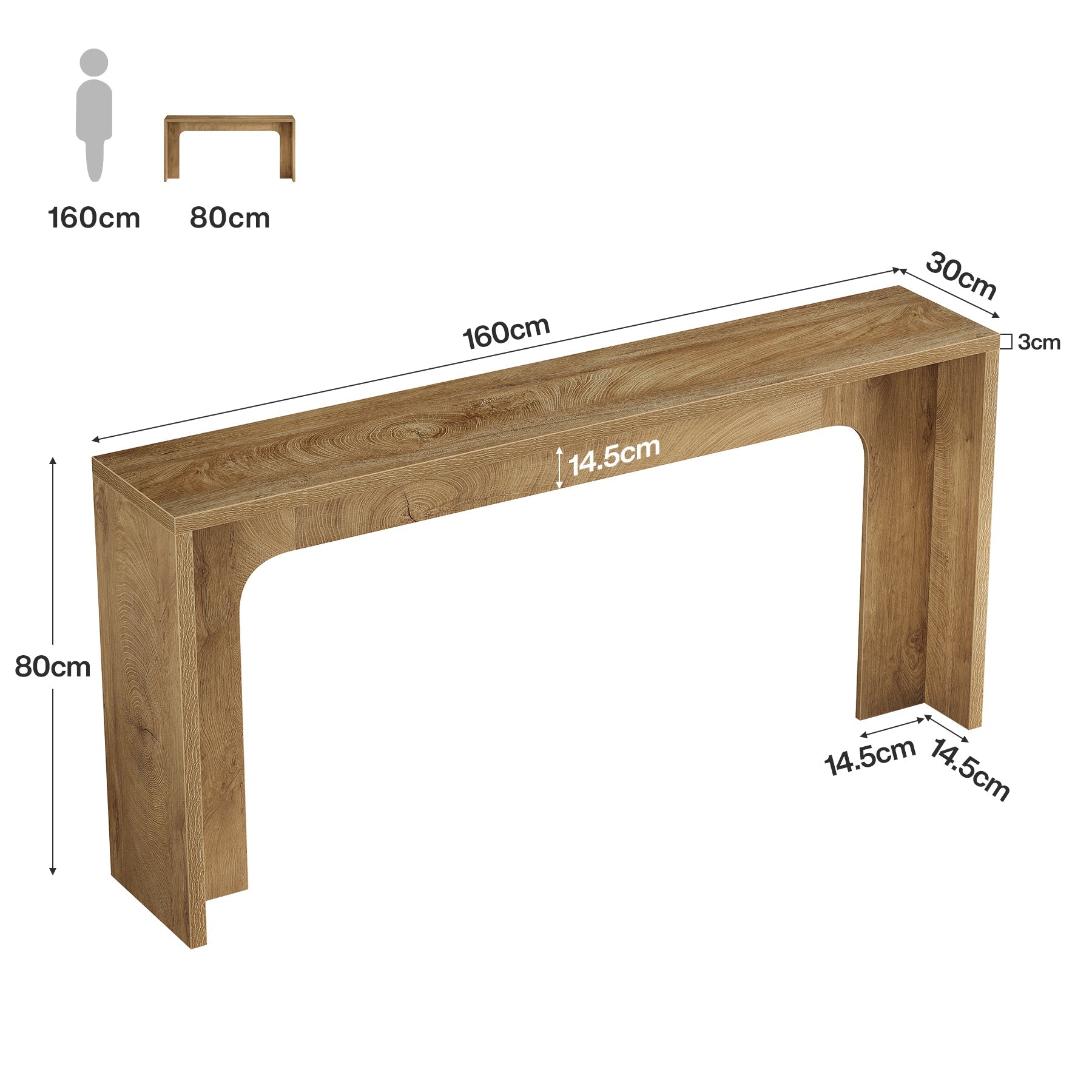 Tribesigns Mesa Consola Estrecha de 160 cm, Mesa de Pasillo Minimalista con Base Robusta