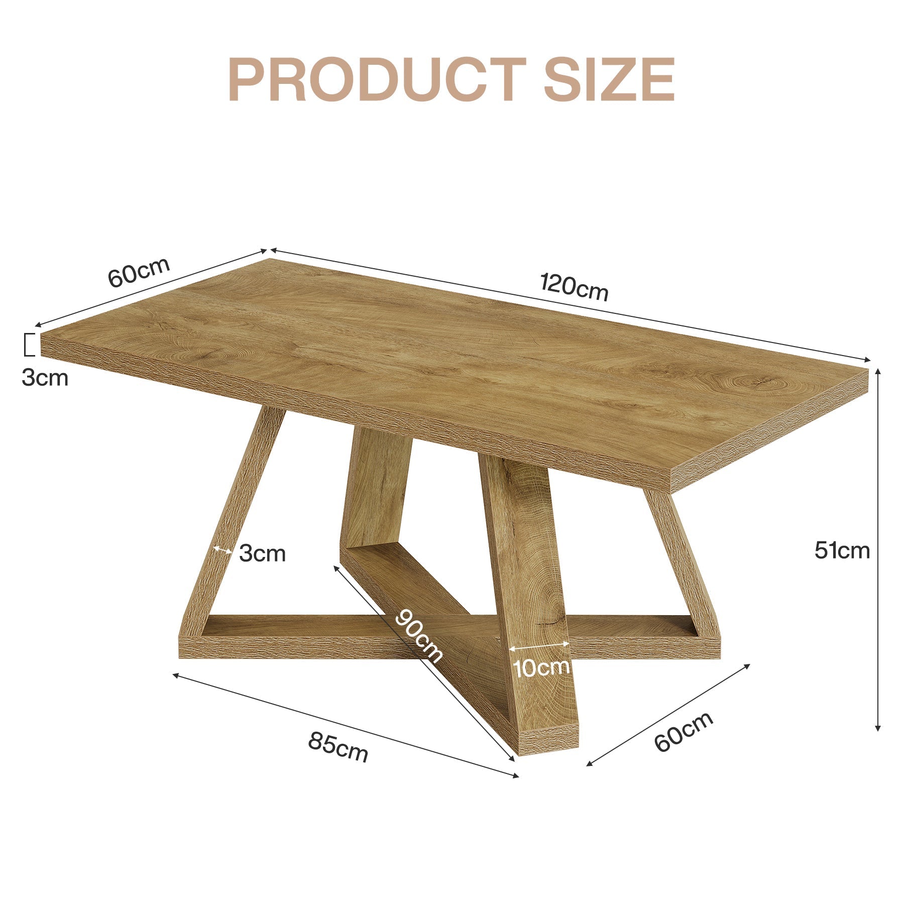 Tribesigns Mesa de centro, Mesa de cóctel y mesa de té rectangular 120 cm para la sala de estar