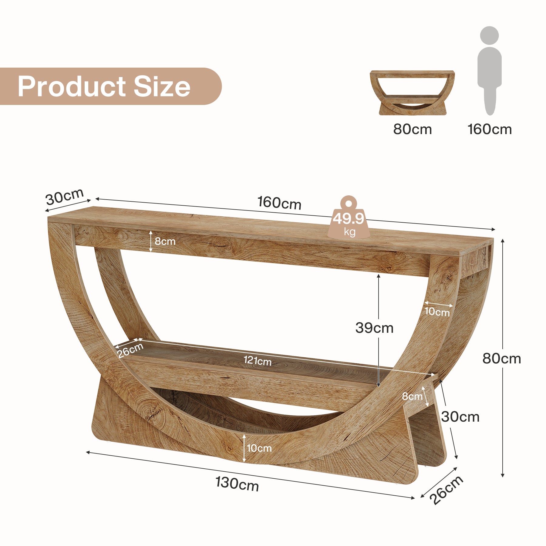 Tribesigns Mesa Consola de 160 cm, Industrial Mesa de Entrada con estantes de 2 Niveles