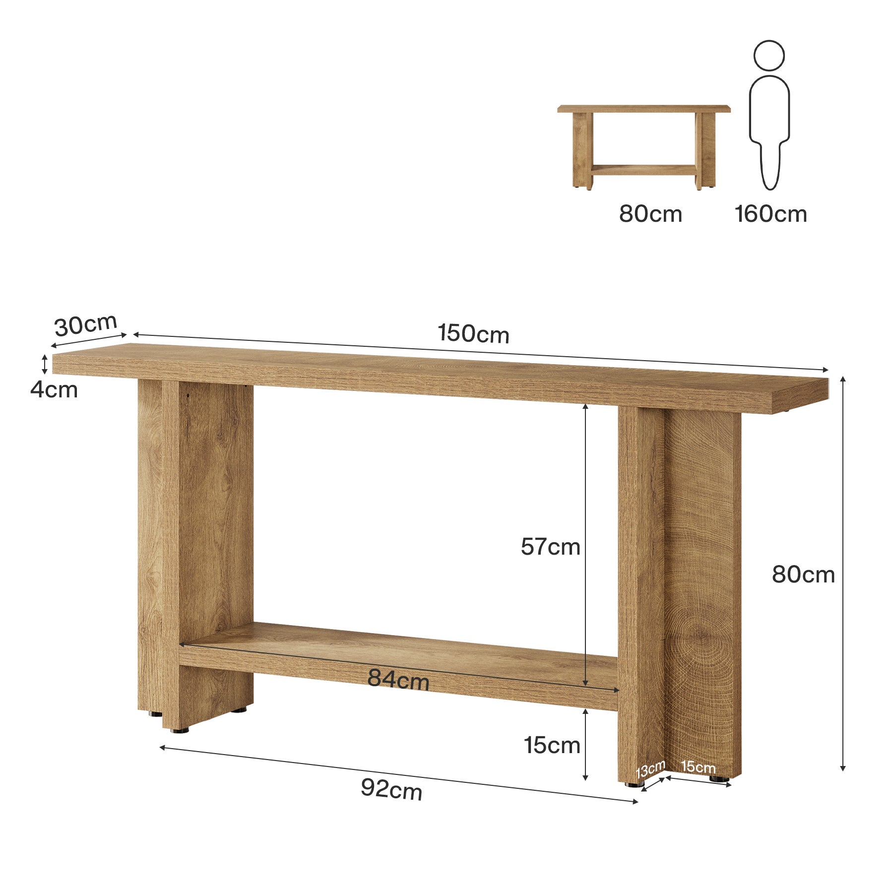 Tribesigns Mesa consola de 150 cm, Mesa de sofá de estilo rústico Mesa de recibidor