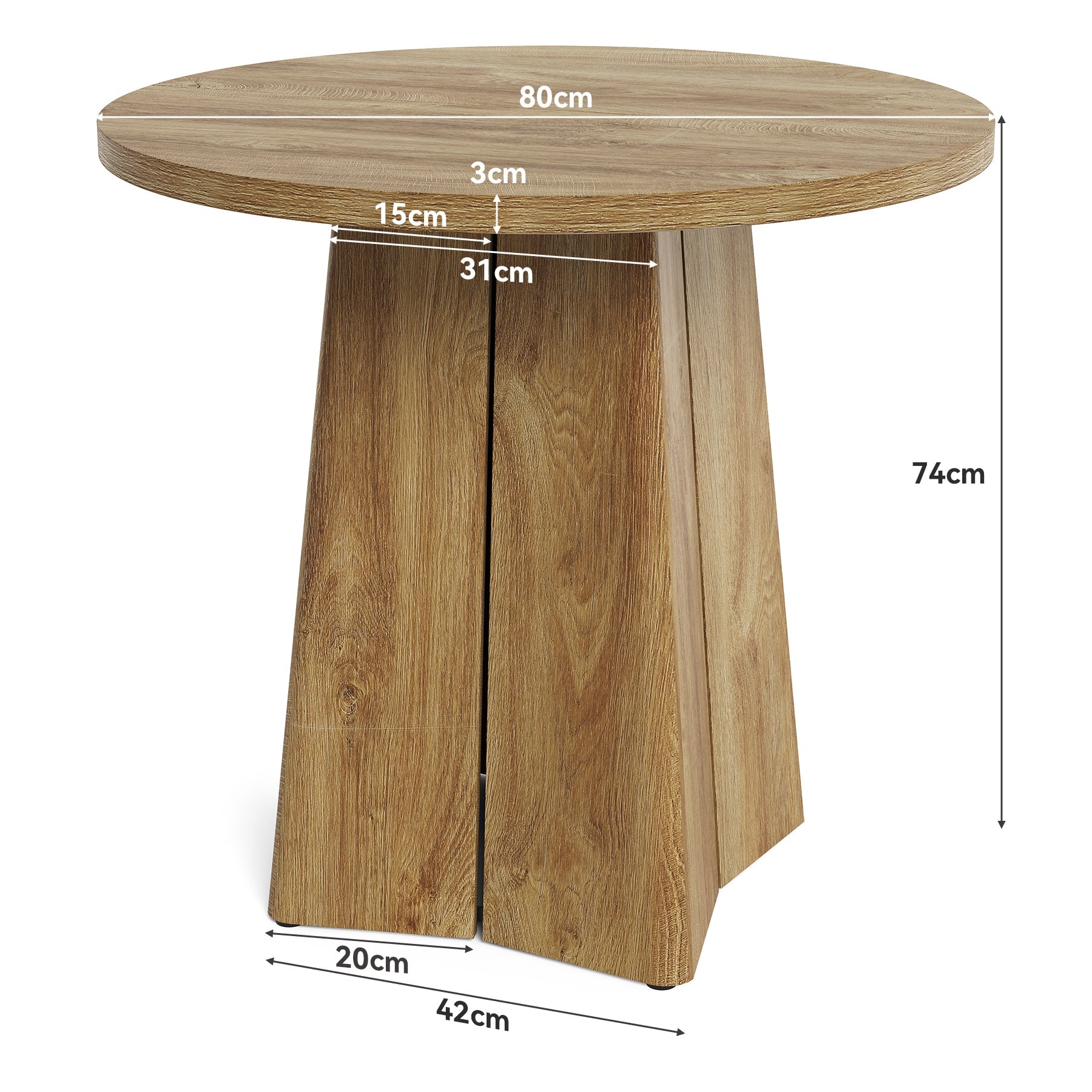 Tribesigns Mesa de comedor redonda de 80 cm, Mesa de cocina compacta para 2-4 personas de estilo rústico