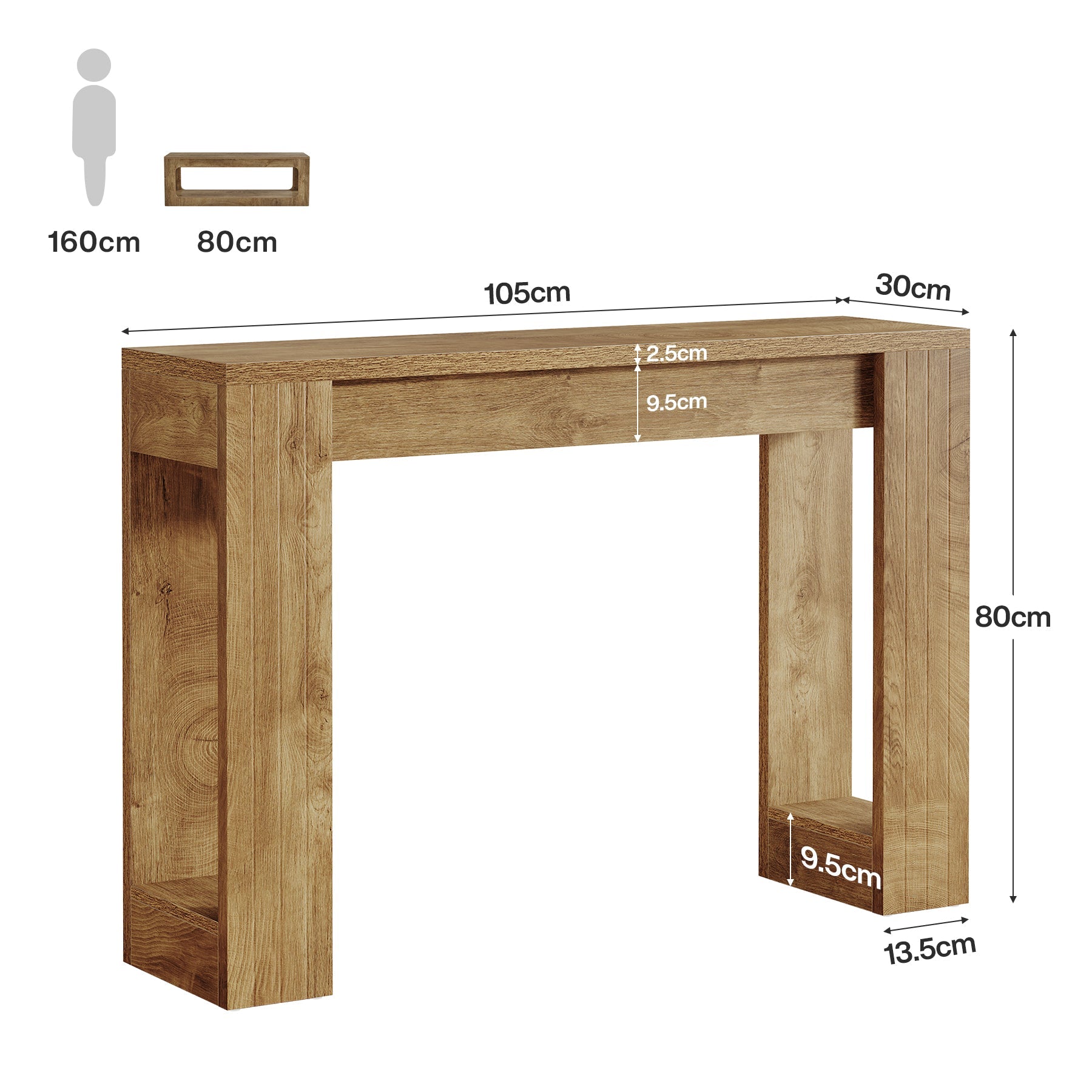 Tribesigns Consola estrecha de 105 cm, mesa rústica para recibidor y sala de estar