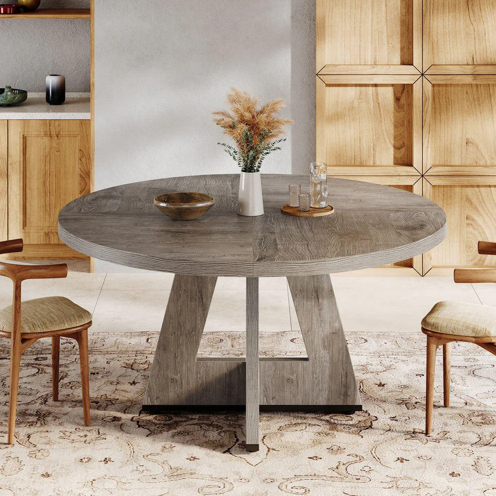 Tribesigns Mesa de comedor, Mesa de cocina redonda de 120 cm para 4 personas