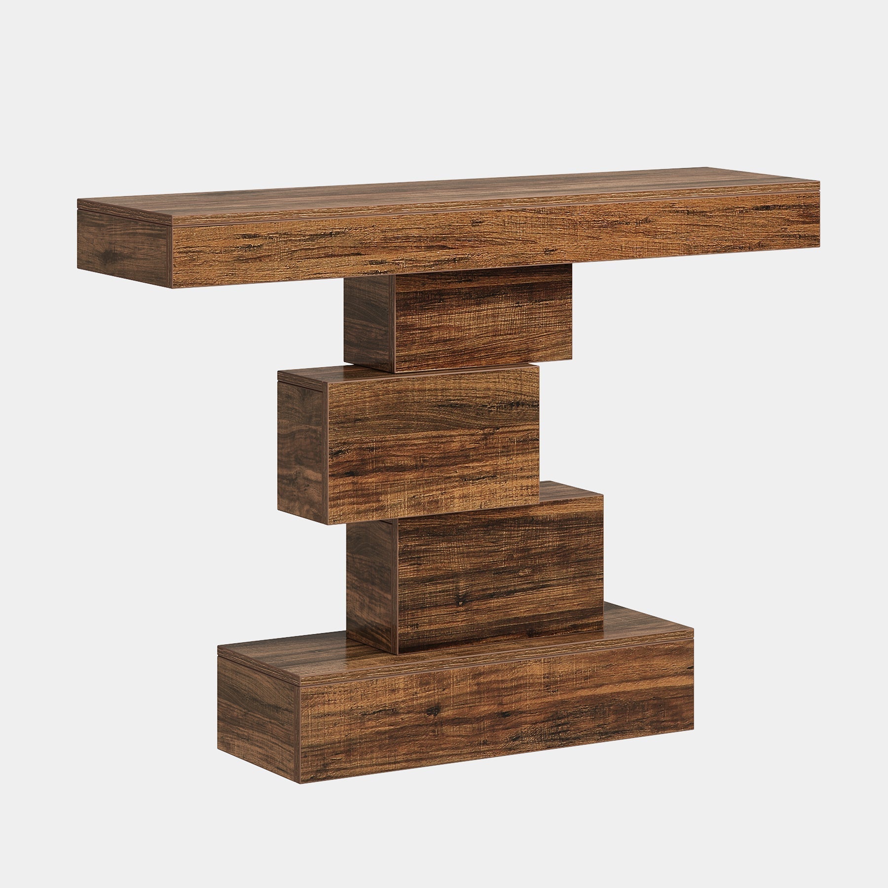 Tribesigns Consola de 108 cm, Mesa auxiliar de madera para sofá con base geométrica