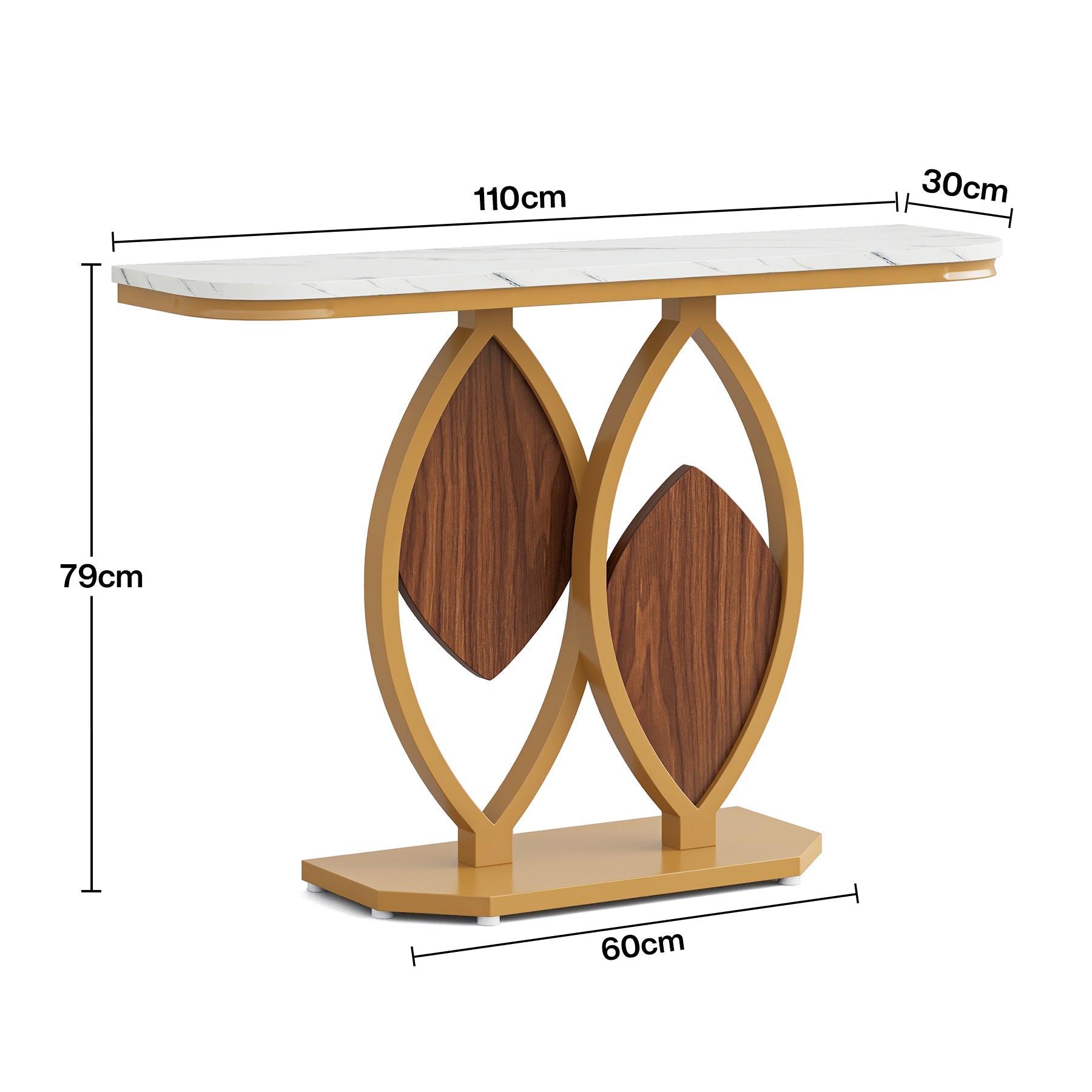 Tribesigns Mesa consola moderna, mesa de vestíbulo para sofá de 43,3 pulgadas con tapa de mármol sintético