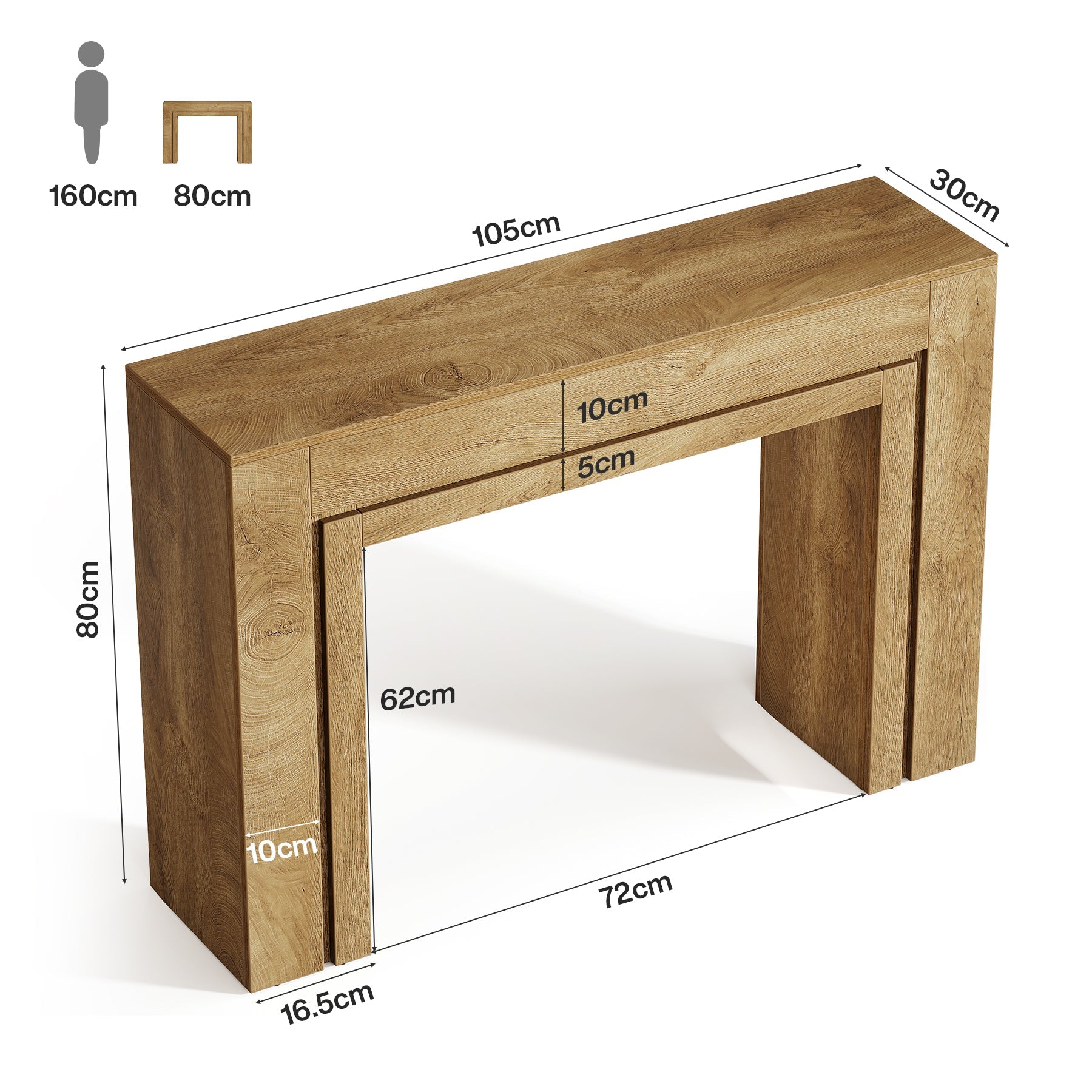 Tribesigns Mesa Consola Estrecha (105 cm), Mesa de Pasillo Moderna con Base Sólida de Doble Pata