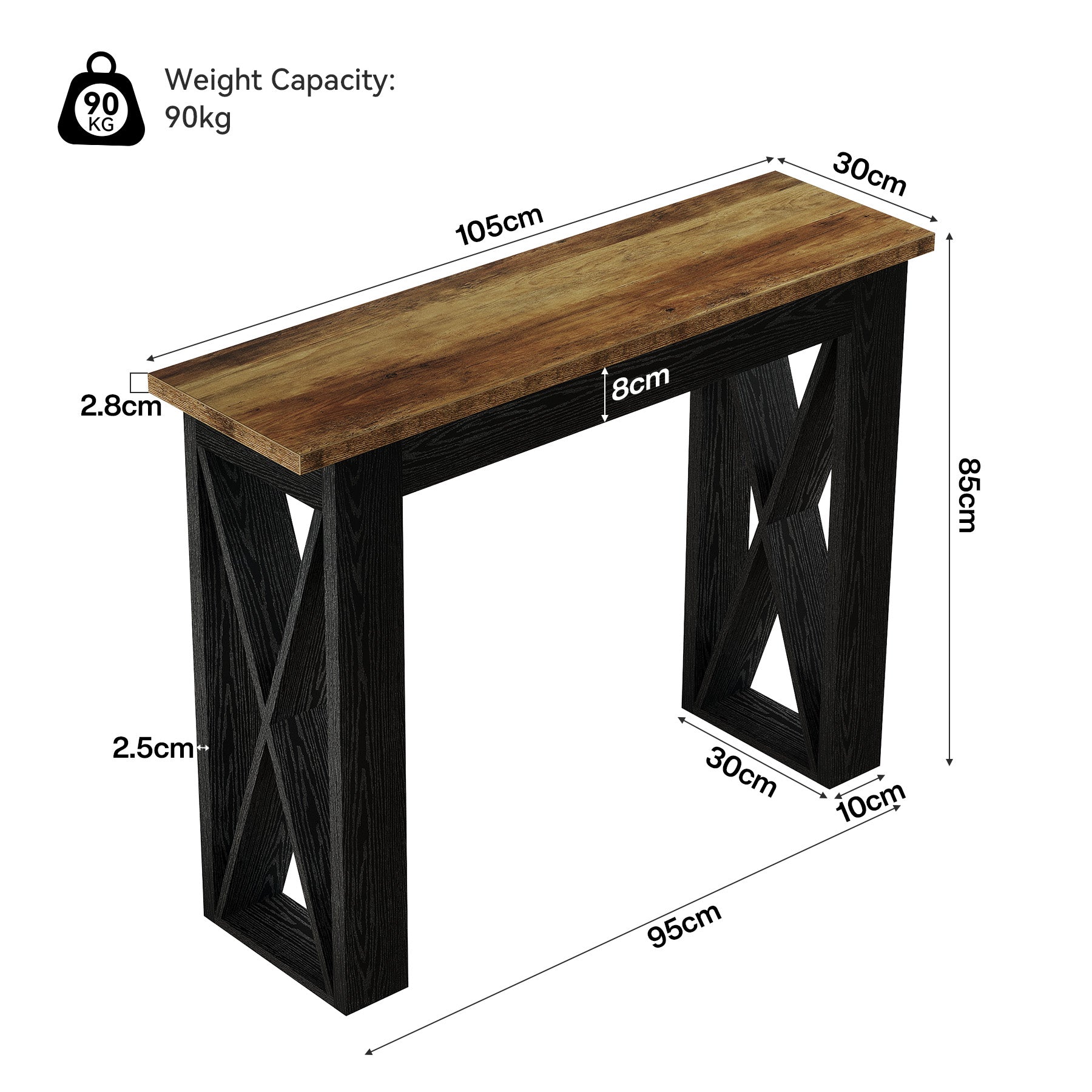 Tribesigns Mesa consola estrecha de 105 cm, Mesa de pasillo estilo industrial con estante de almacenamiento