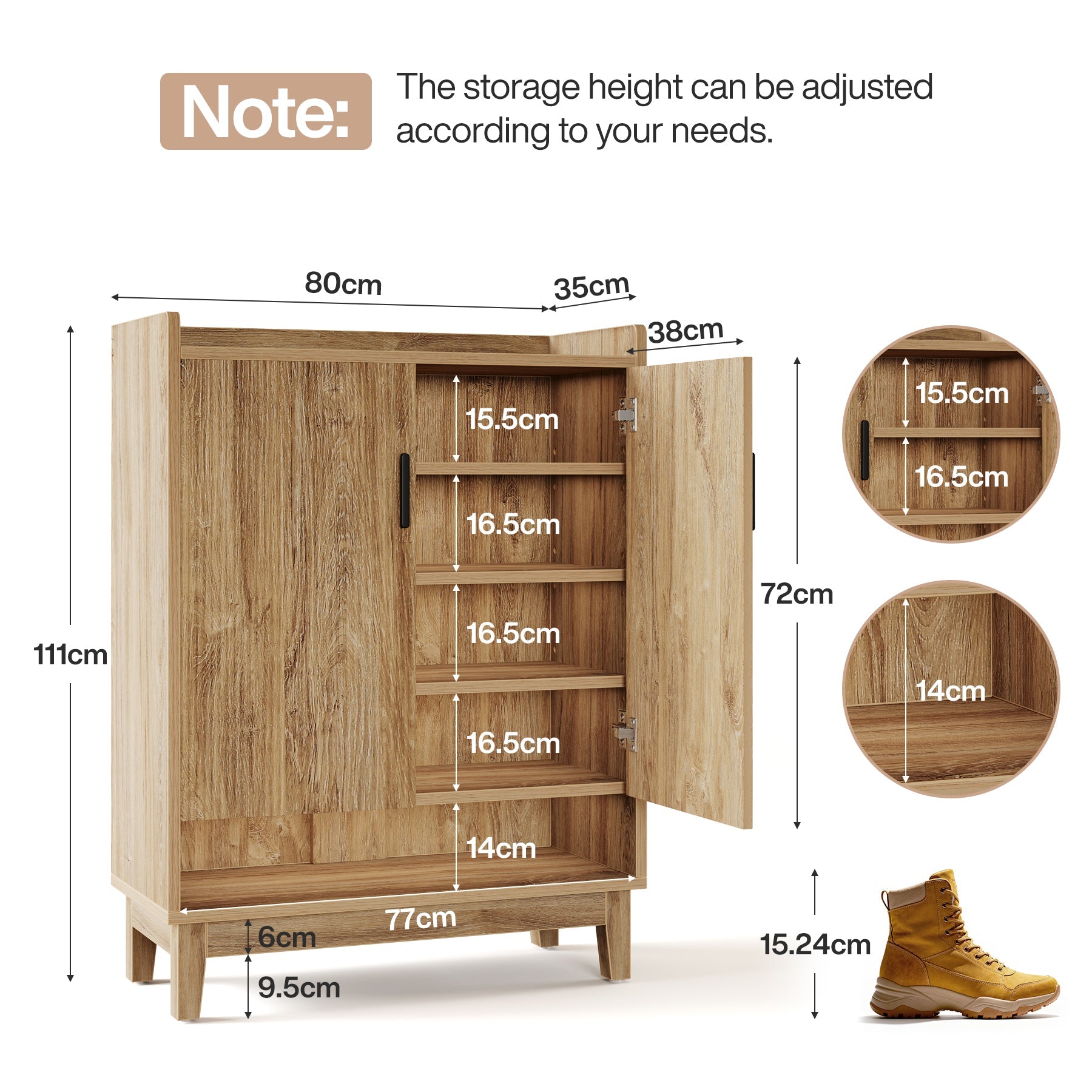 Tribesigns Zapatero con puertas, Zapatero rústico para 20 pares en madera natural