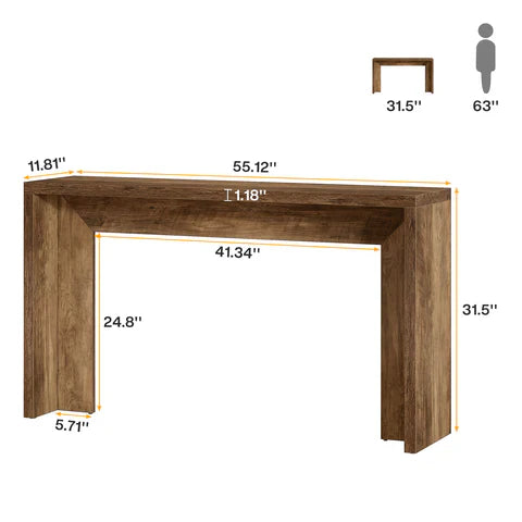 Tribesigns Mesa consola rústica de 140 cm, Mesa de sofá estilo granja Mesa de recibidor