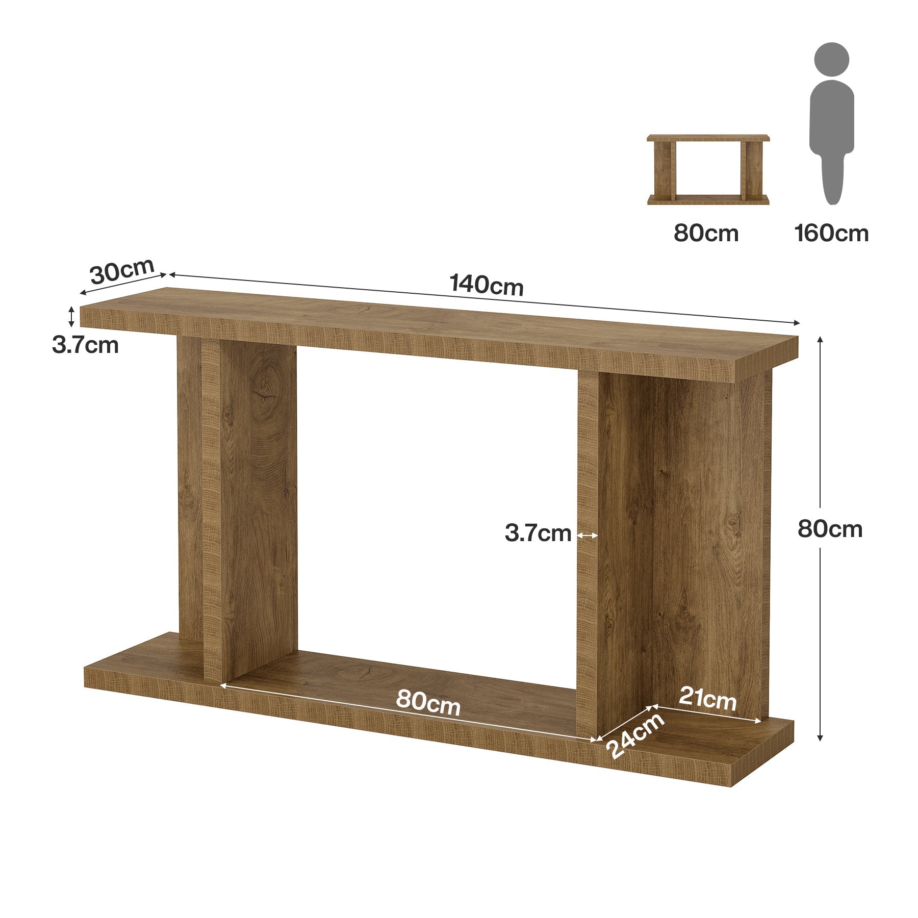 Tribesigns Mesa consola de 140 cm de estilo rústico, Consola estrecha de 2 niveles con base