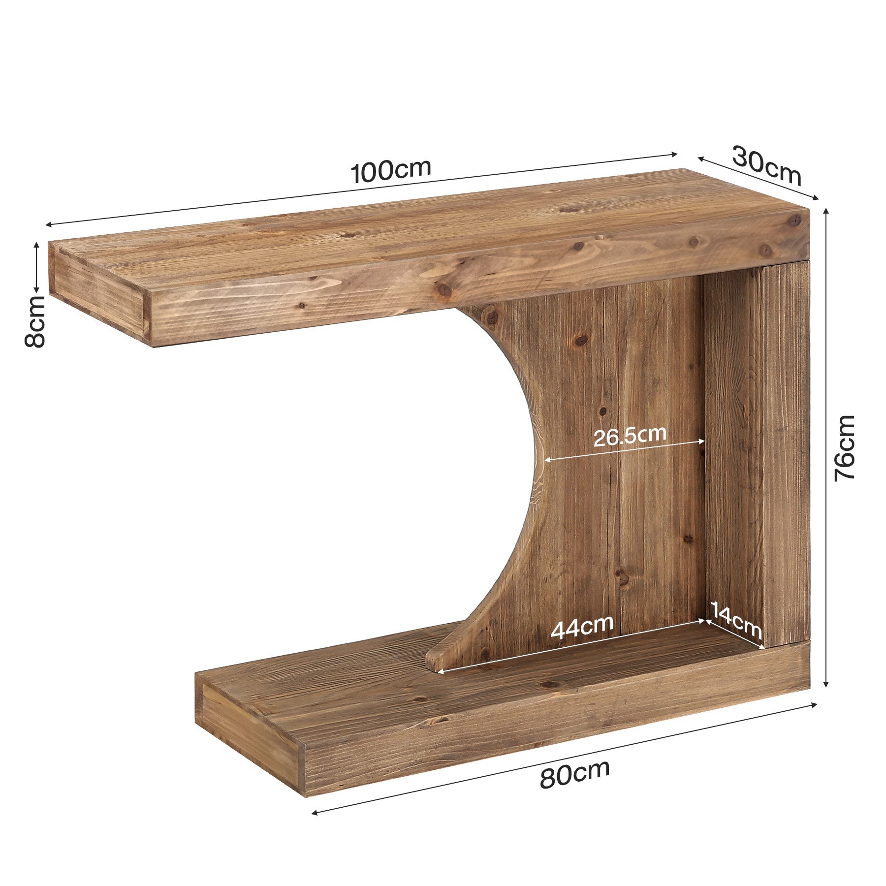 Tribesigns Mesa consola de madera maciza de 100 cm, Mesa de recibidor moderna con diseño en forma de C