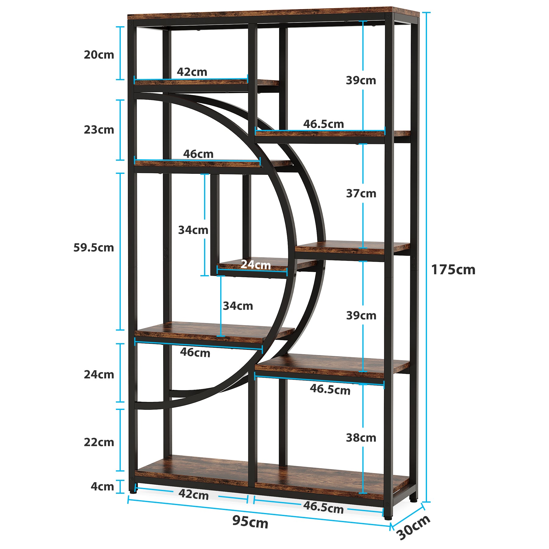 Tribesigns Librería Industrial Etagere de 5 Niveles, estantes Altos Independientes