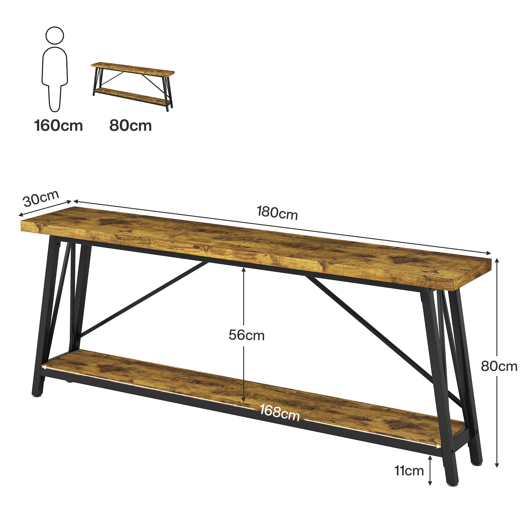 Tribesigns Consola de 180 cm, Mesa de sofá larga consola de pasillo