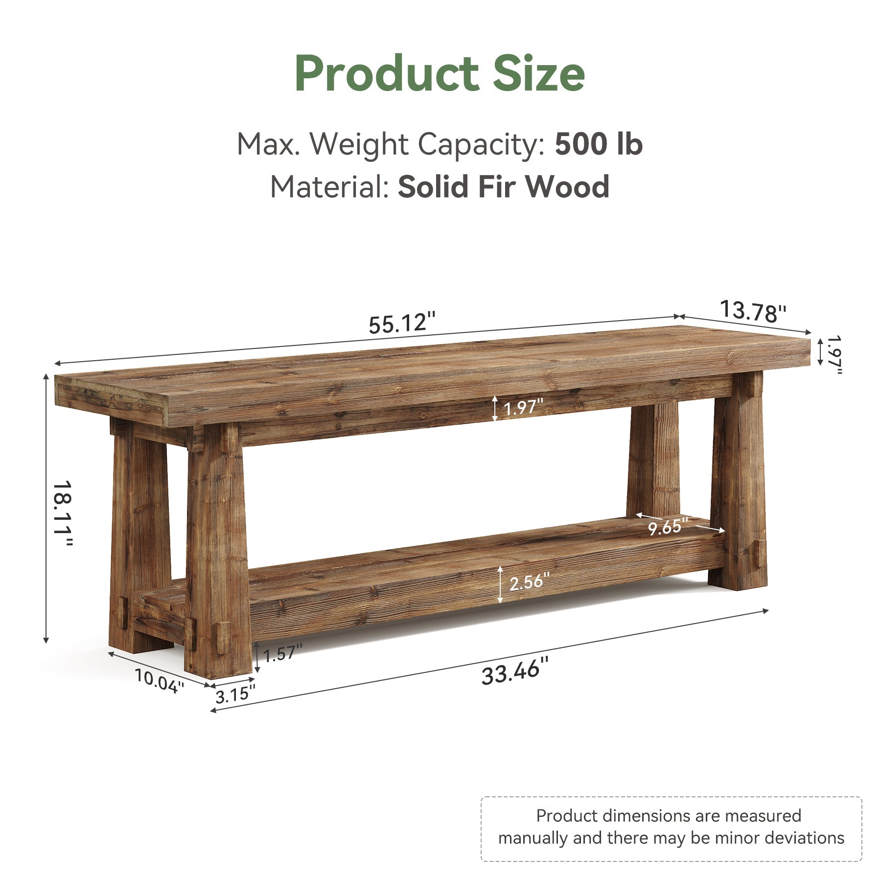 Tribesigns Banco de madera maciza con espacio para guardar zapatos, Banco de pasillo de 140 cm con estante