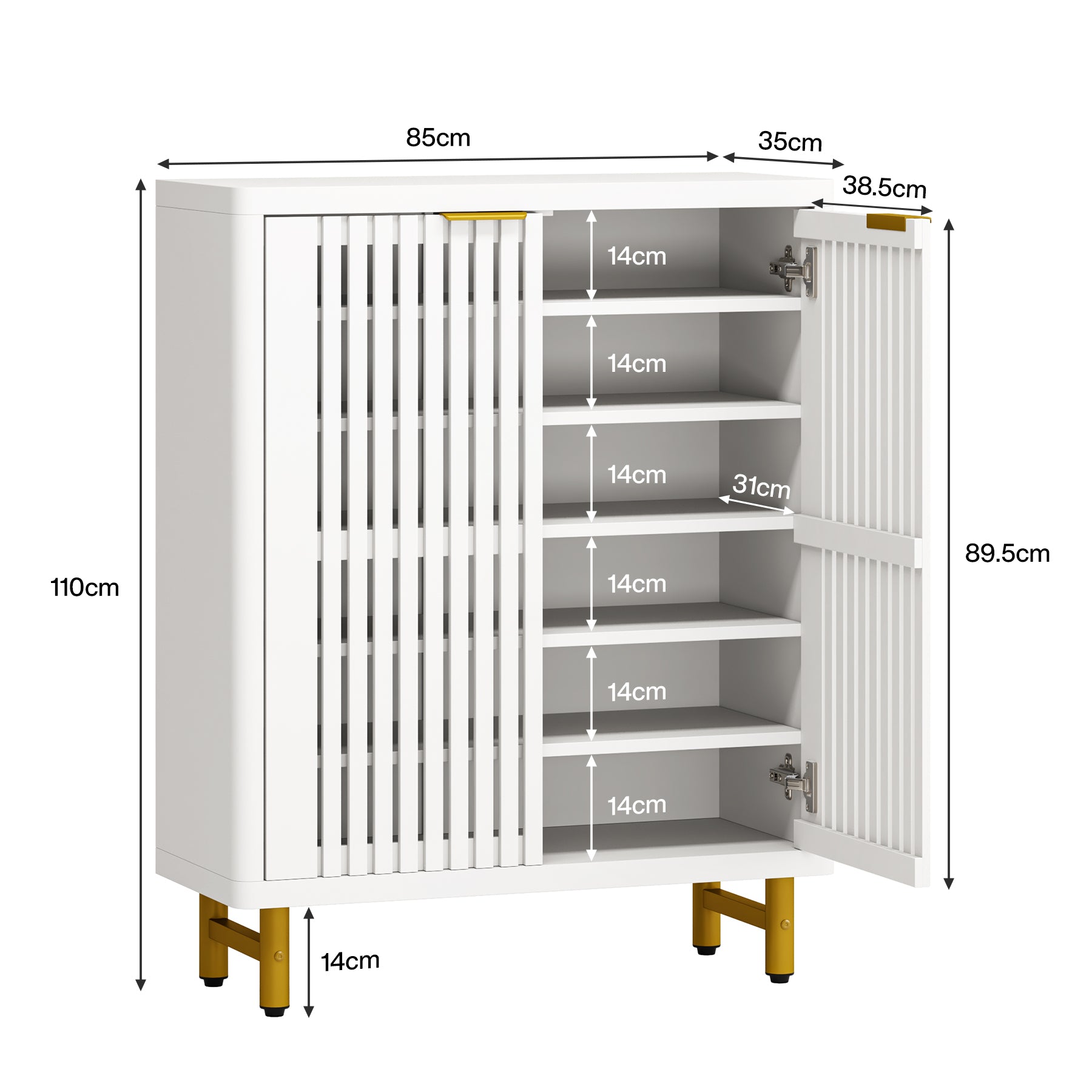 Tribesigns Zapatero de madera de 6 niveles con puertas de lamas y estantes ajustables