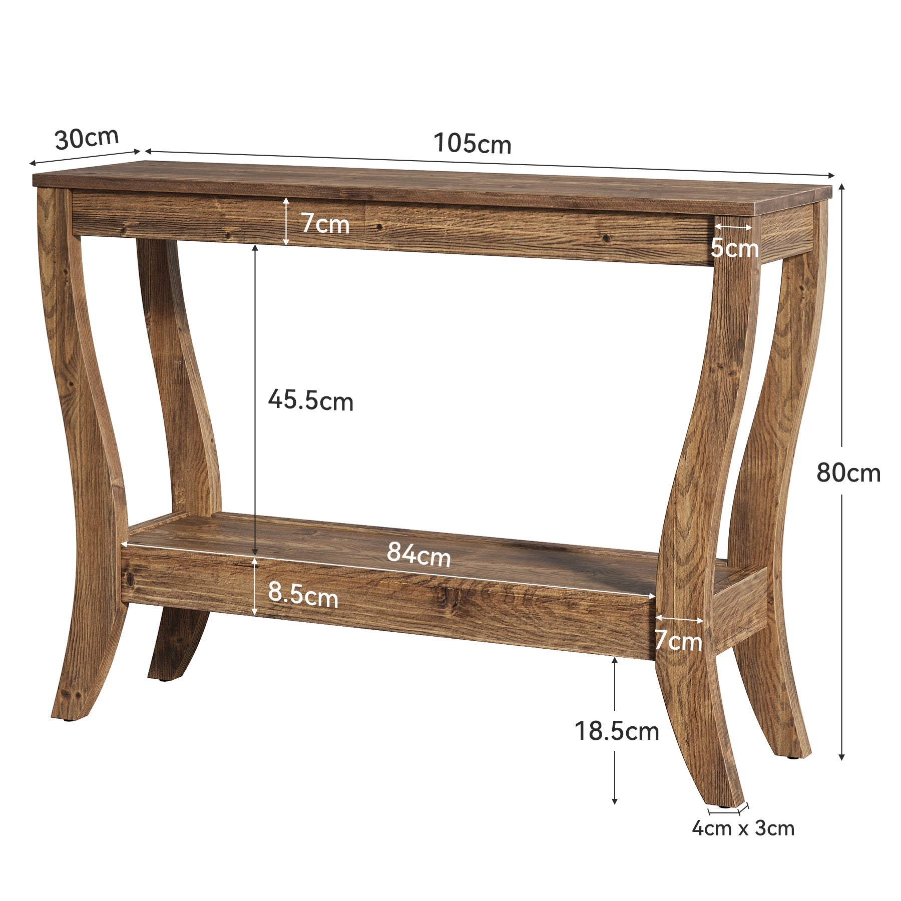 Tribesigns Consola de madera de 105 cm, Mesa de recibidor de estilo rústico de dos niveles con almacenamiento