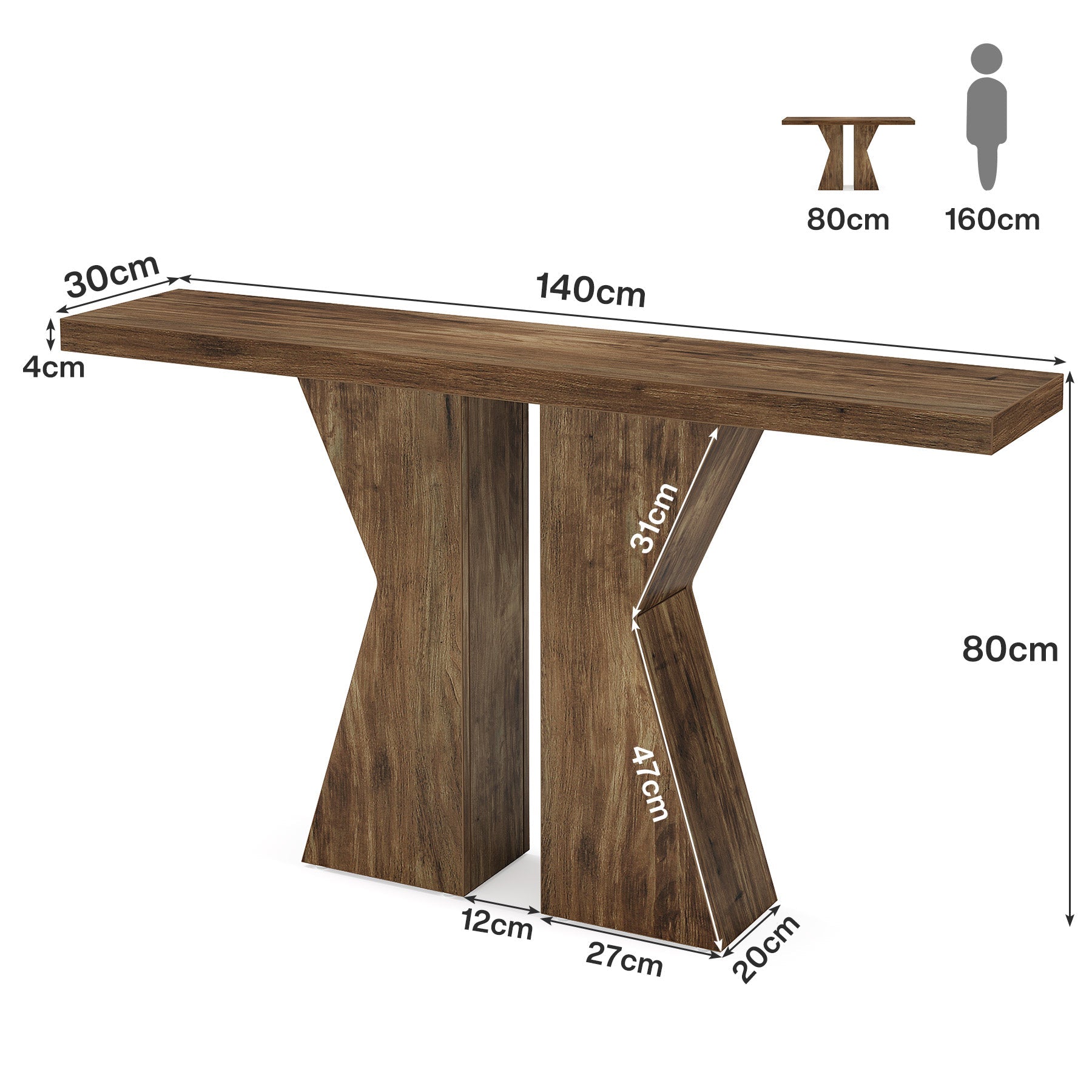 Tribesigns Mesa consola de madera, Mesa de entrada para sofá con estructura en forma de K
