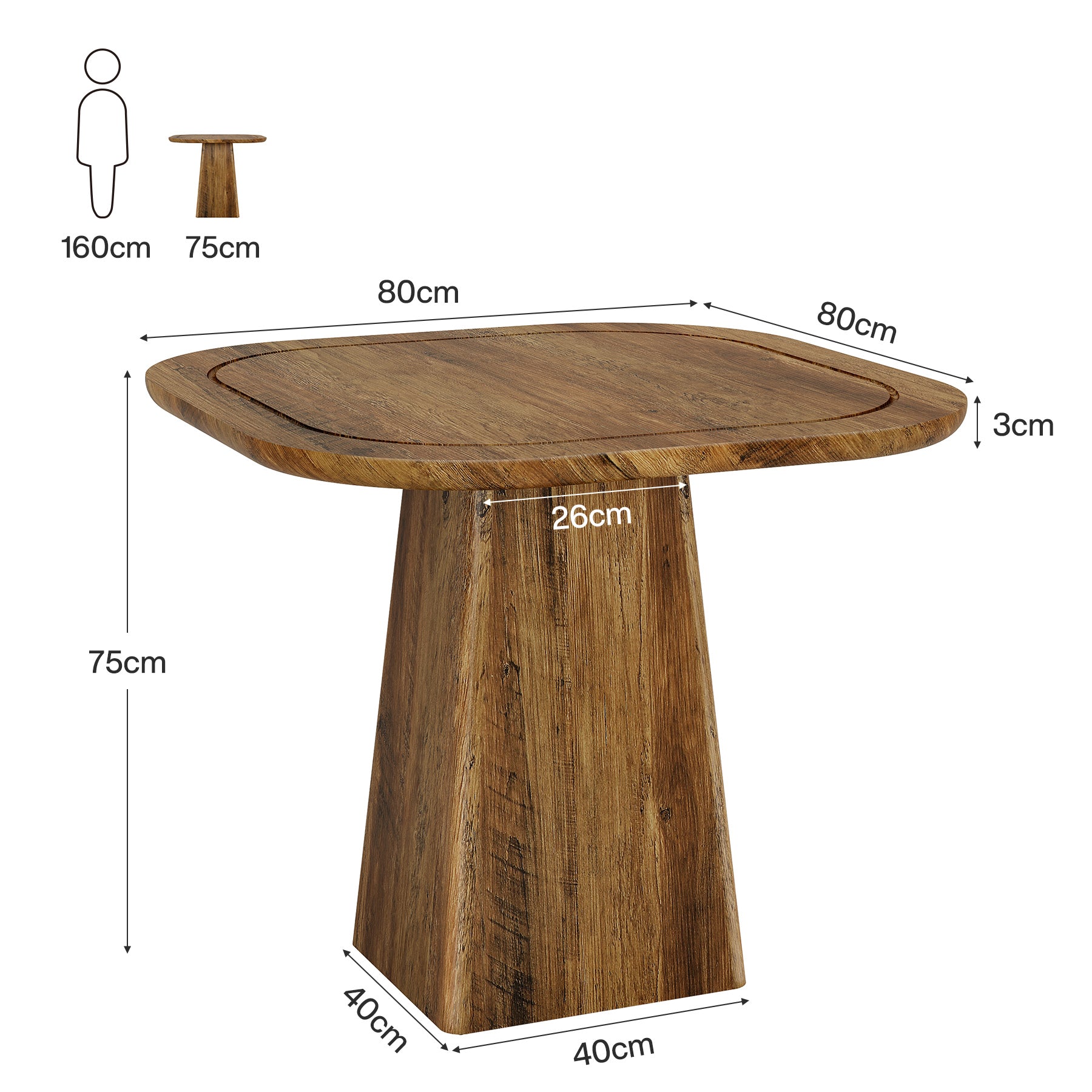 Tribesigns Mesa de comedor redonda para 4 personas 80 cm, Mesa de comedor rústica