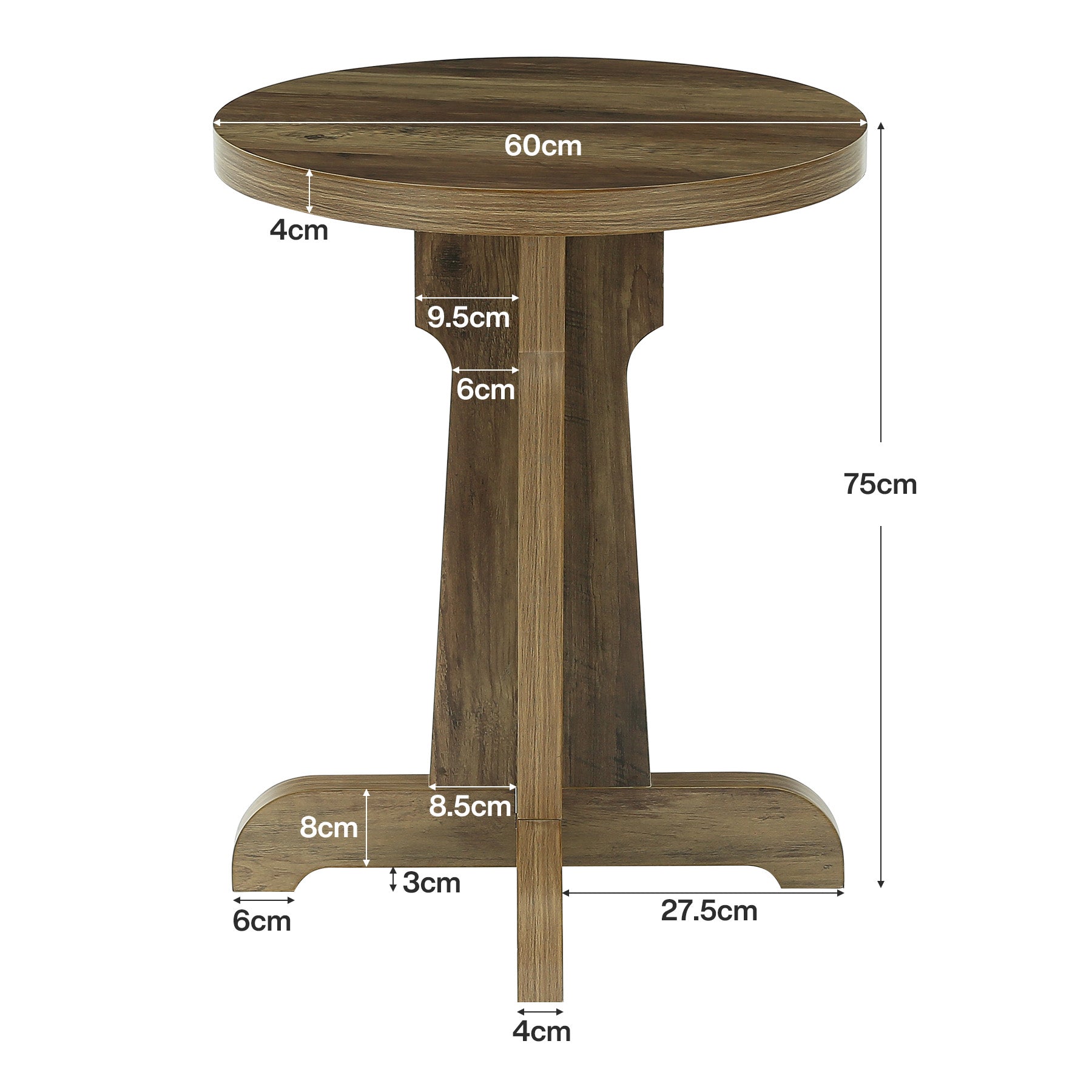 Tribesigns Mesa de comedor redonda de 60 cm para 2 personas, Mesa de cocina pequeña de estilo rústico