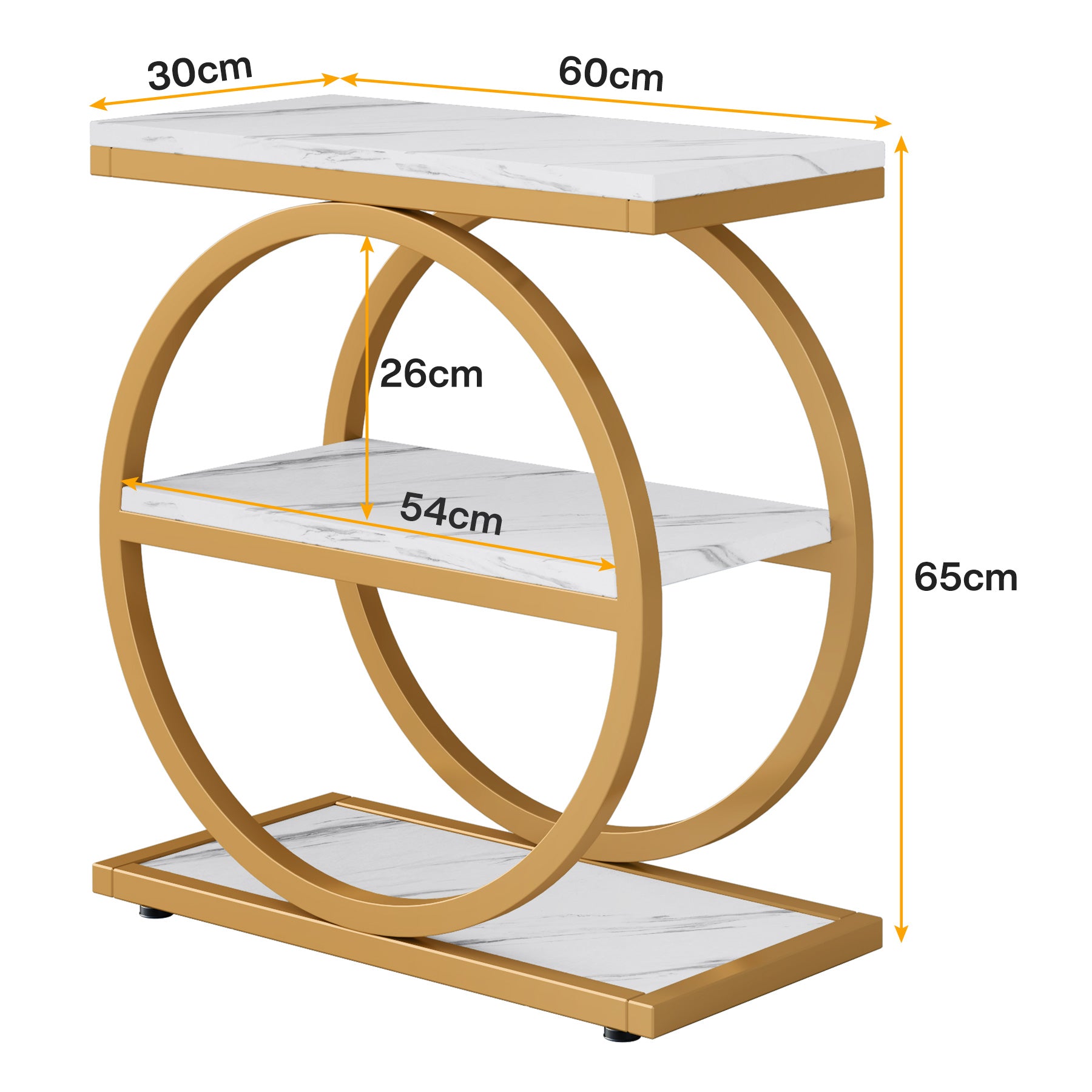 Tribesigns Mesa auxiliar de 3 niveles, Mesa de salón con estructura de metal negro